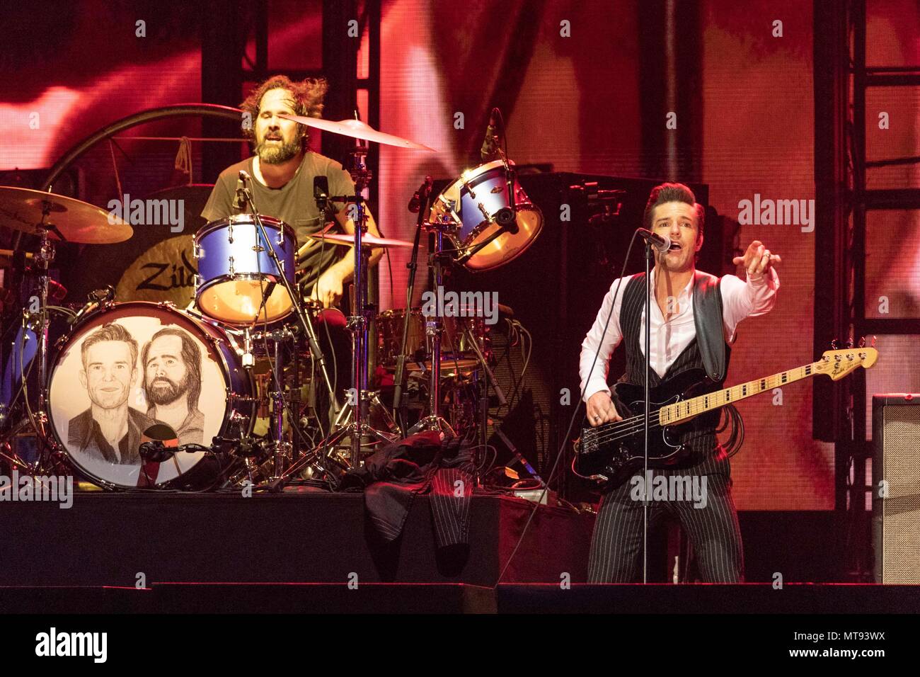 Napa, Kalifornien, USA. 26 Mai, 2018. RONNIE VANNUCCI JR. und Brandon Flowers Killer während BottleRock Musik Festival im Napa Valley Expo in Napa, Kalifornien Quelle: Daniel DeSlover/ZUMA Draht/Alamy leben Nachrichten Stockfoto