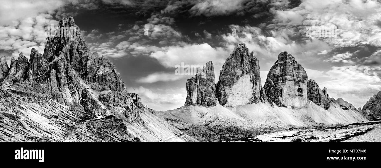 Panorama der Tre Cime di Lavardo, Italien Stockfoto