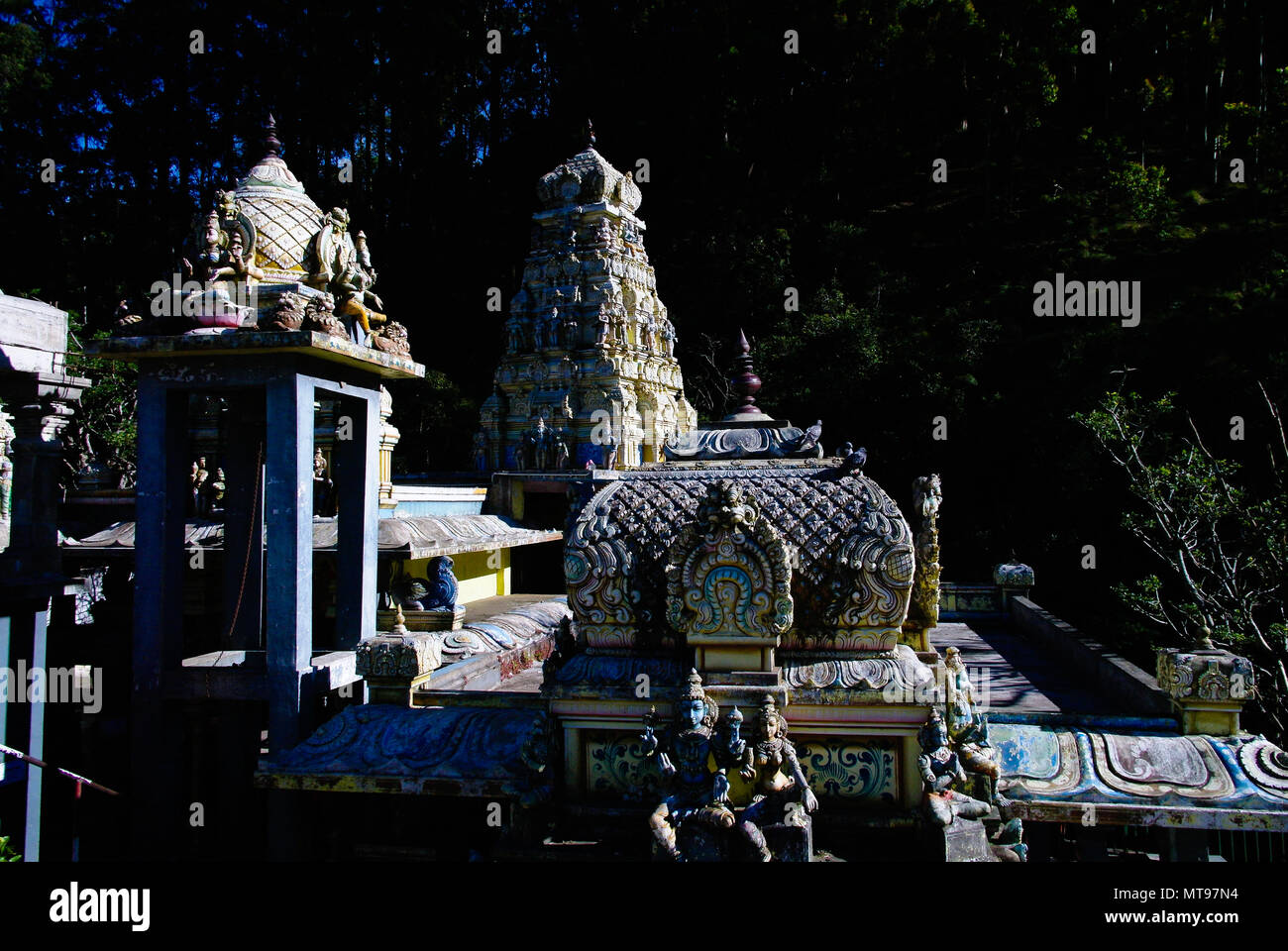 Panoramablick auf Seetha Amman Hinde Tempel, Nuwara Eliya, Sri Lanka Stockfoto