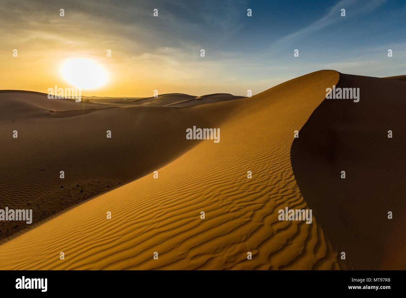 Landschaft in der Wüste bei Sonnenuntergang Stockfoto