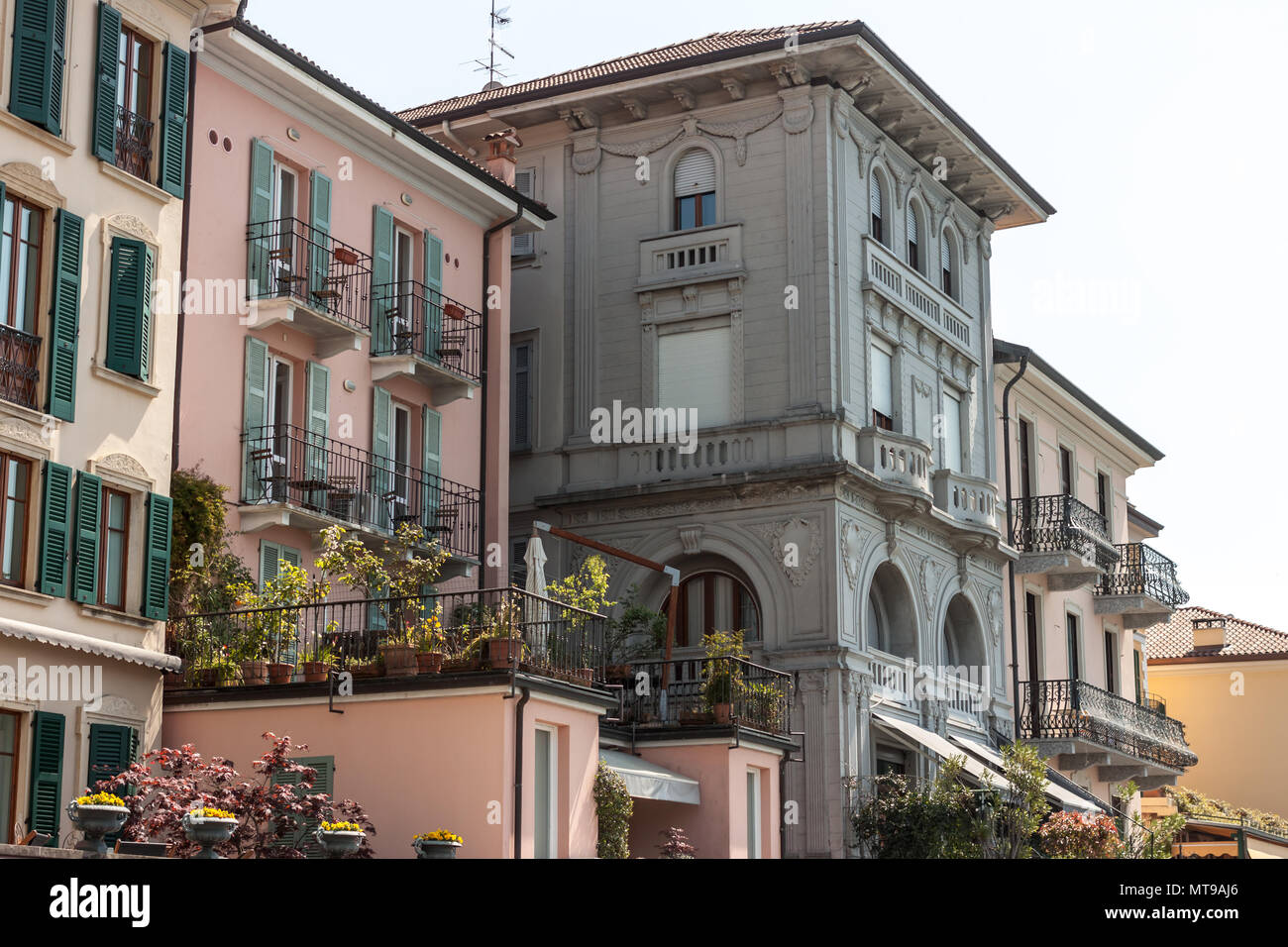 Schöne Fassaden von Bellagio Italien Stockfoto