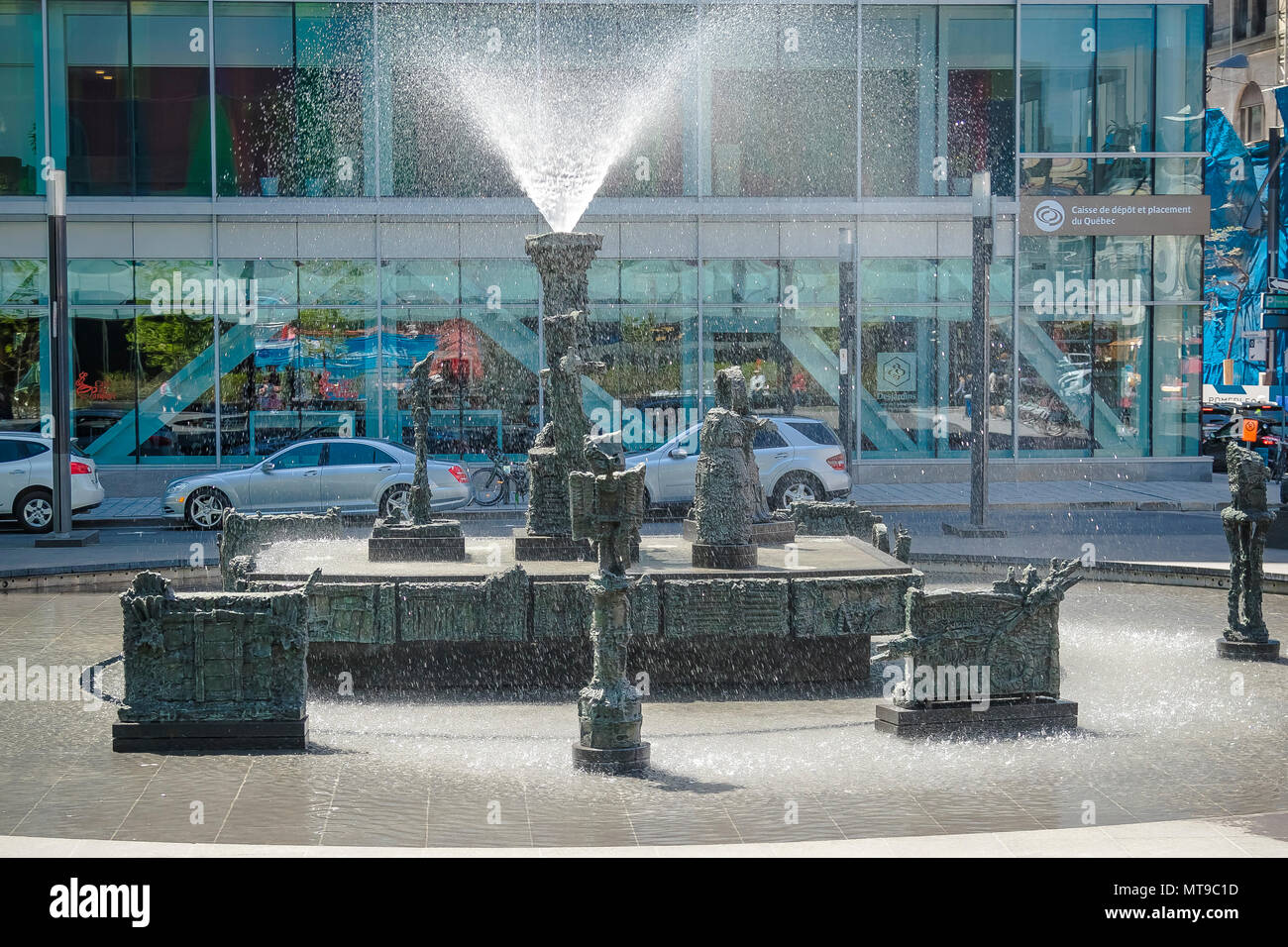 Öffentliche Brunnen in der Altstadt von Montreal Stockfoto