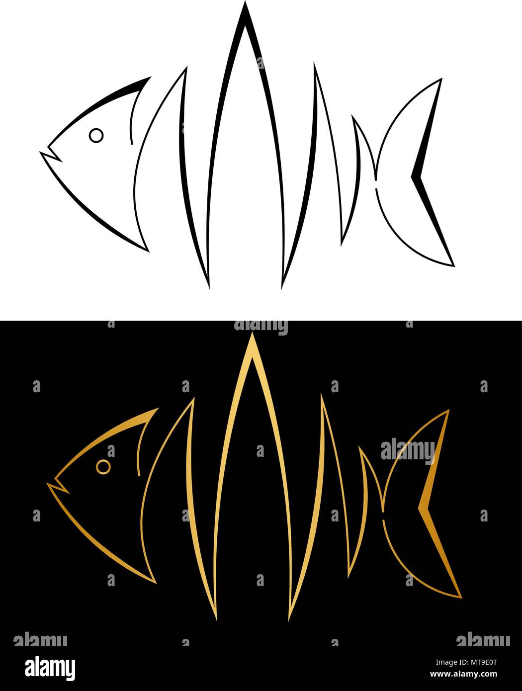 Silhouette von Fischen aus Linien Fisch minimalistisch-Logo Stock Vektor
