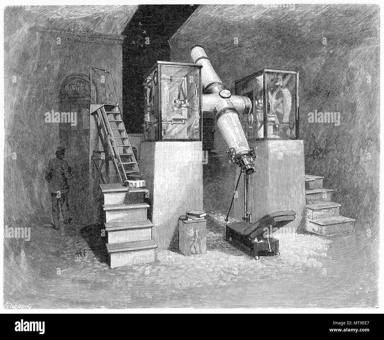 Gravur der Transit Teleskop Observatorium, Melbourne, Victoria, Australien. Von der malerischen Atlas von Australasien Vol. 3, 1886 Stockfoto