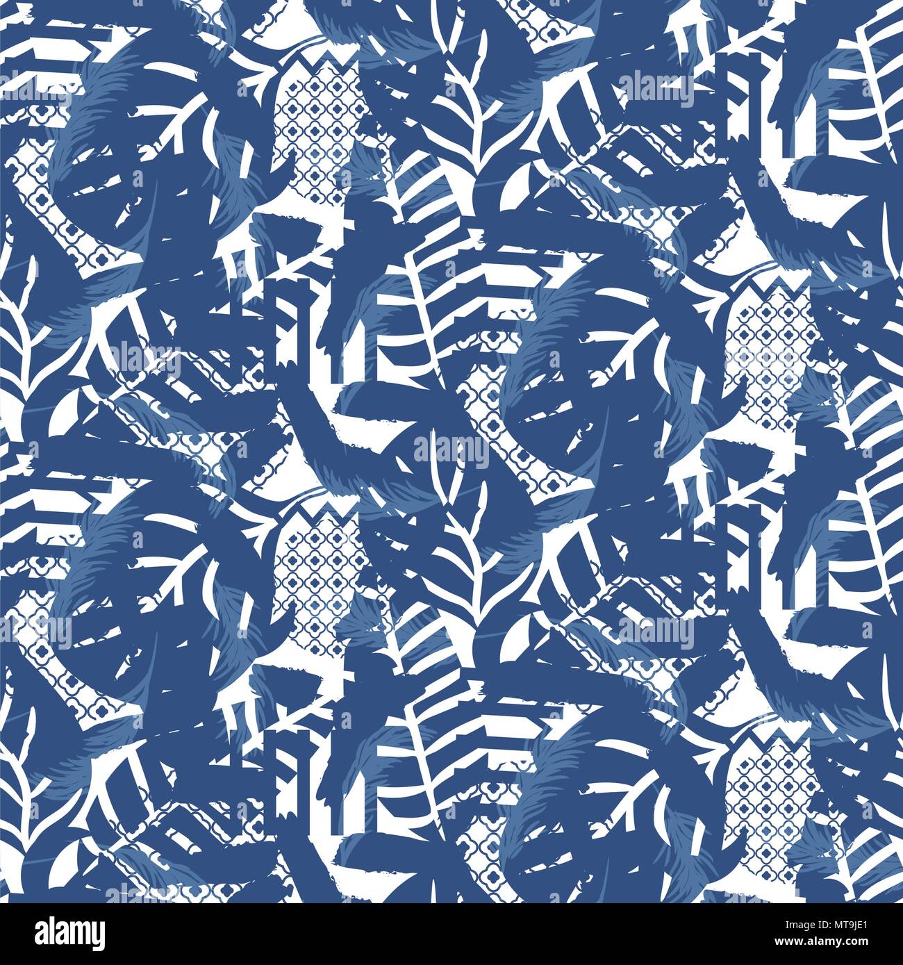 Blumenmotiv Hintergrund Textur. Blau nahtlose Muster. Stock Vektor