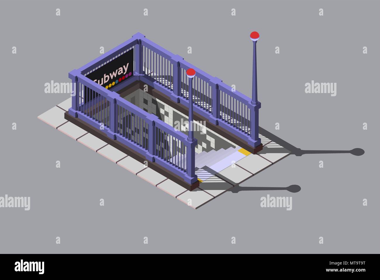 Eingang zum U-Bahnhof, Vektor isometrische Darstellung Stock Vektor