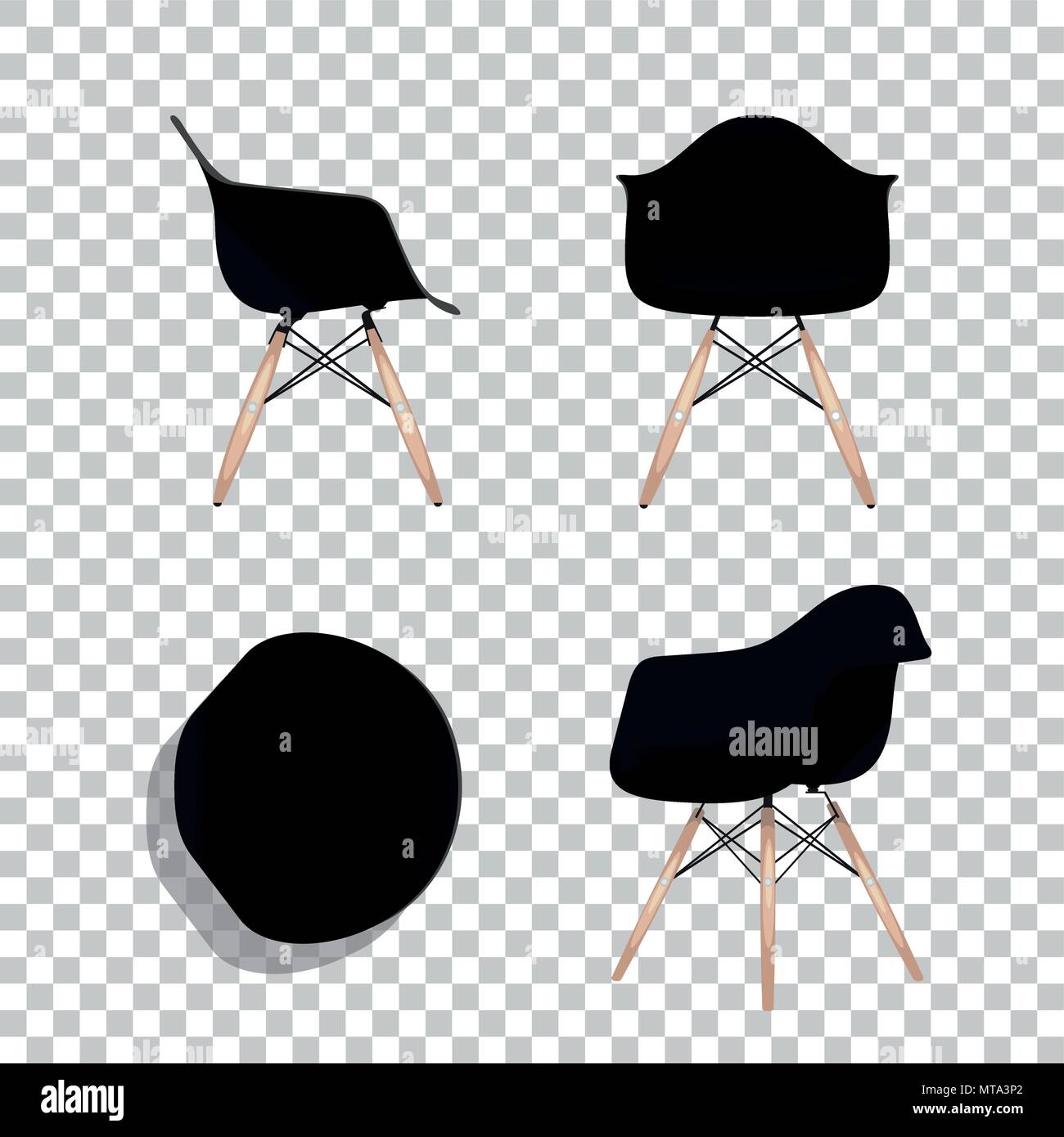 Eames-stuhl Variationen. Office Home Bar Restaurant Möbel eingerichtet. Kreative Inneneinrichtungen Sammlung. Stock Vektor