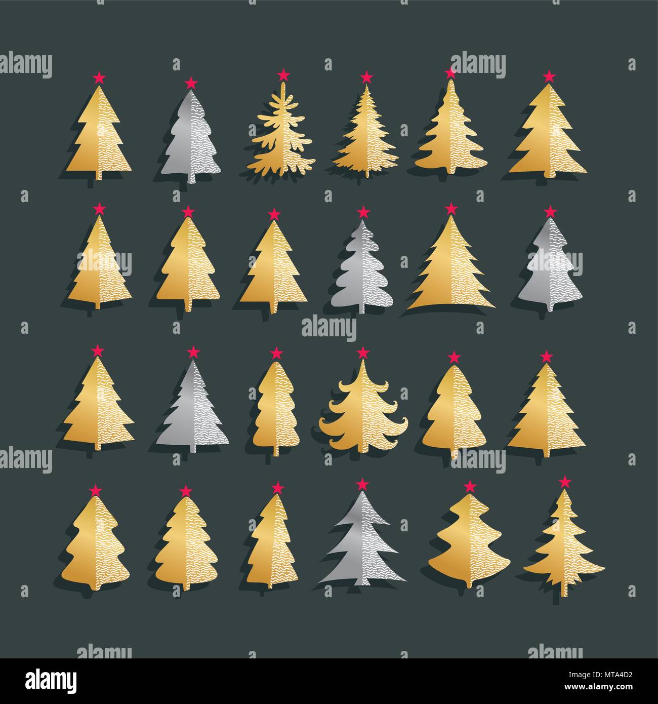 Weihnachtsbaum Symbole gesetzt. Vector Illustration. Grafik Design