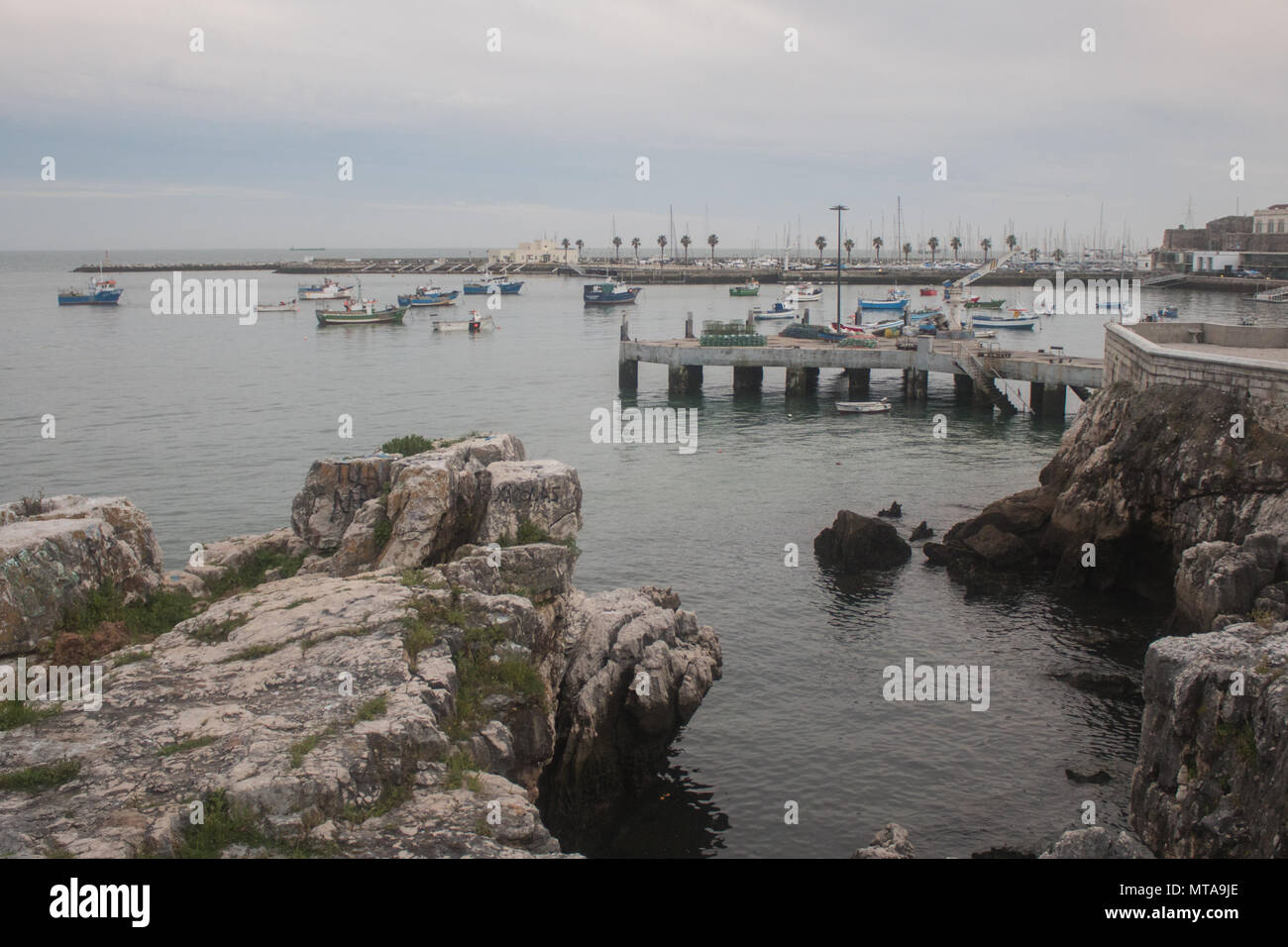 Blick auf den Jachthafen von Cascais Stockfoto