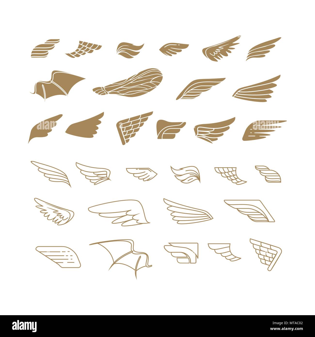 Flügel. Einstellen der Designelemente. Vector Illustration Stock Vektor