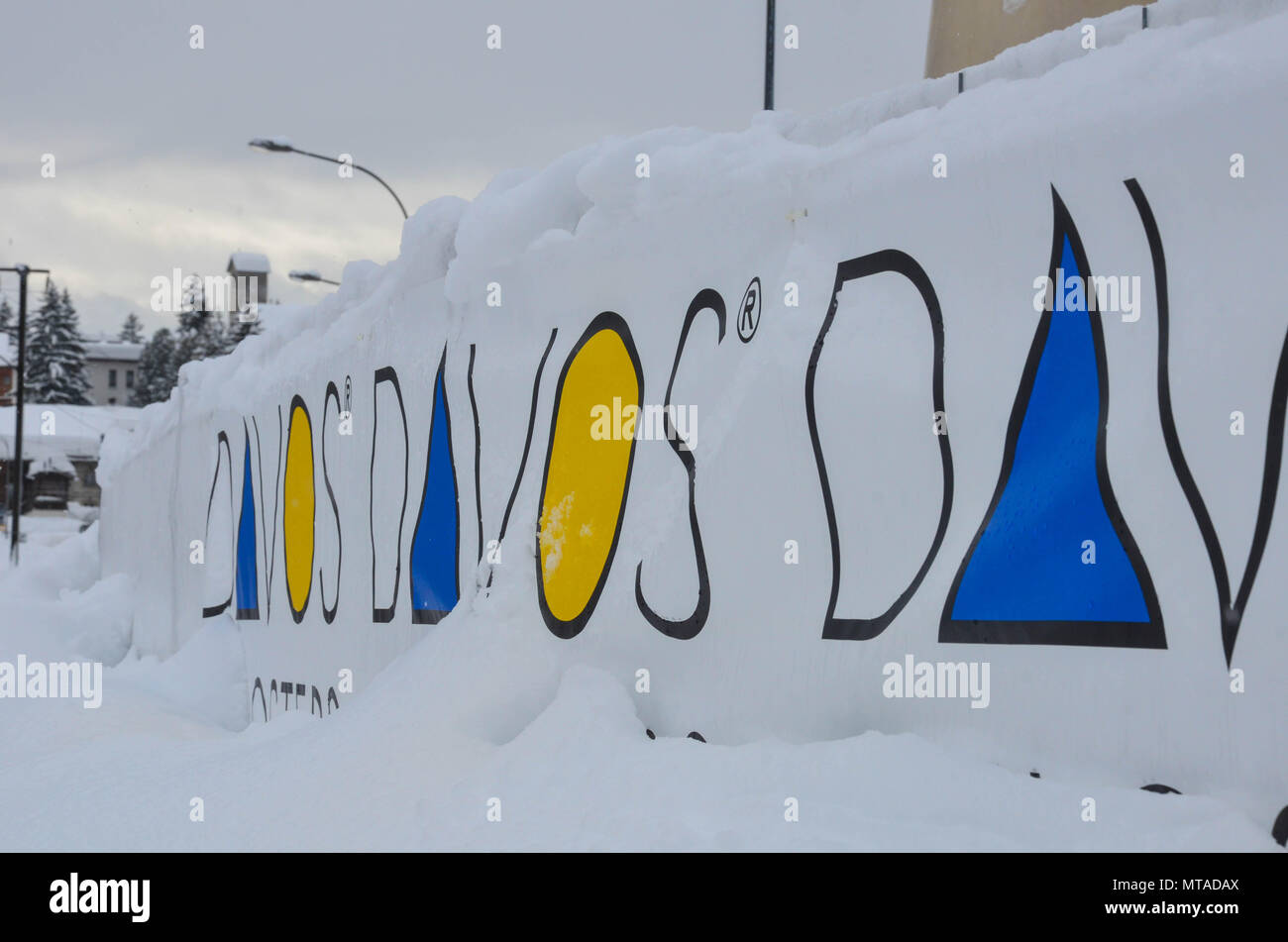 Davos, host Stadt des World Economic Forum, Schweiz, Januar 2018 Stockfoto Davos, host Stadt des World Economic Forum, Schweiz, Januar 2018 Stockfoto