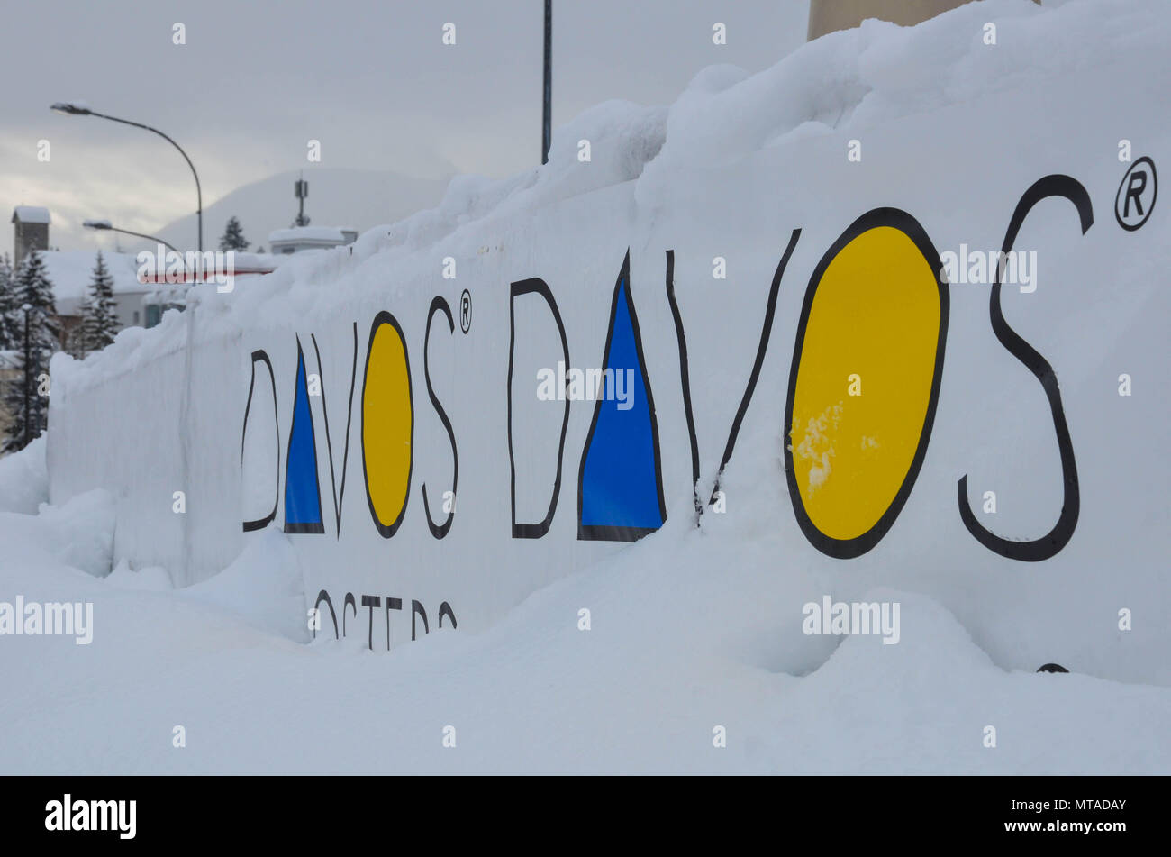 Davos, host Stadt des World Economic Forum, Schweiz, Januar 2018 Stockfoto Davos, host Stadt des World Economic Forum, Schweiz, Januar 2018 Stockfoto