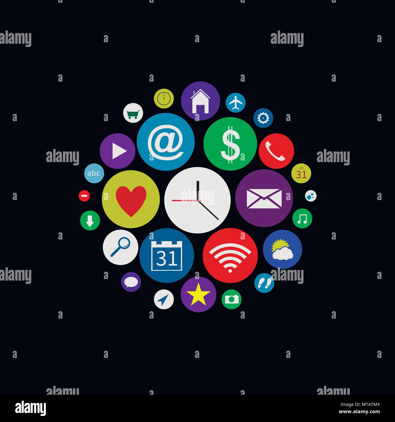 Farbiges Icon Set Stock Vektor