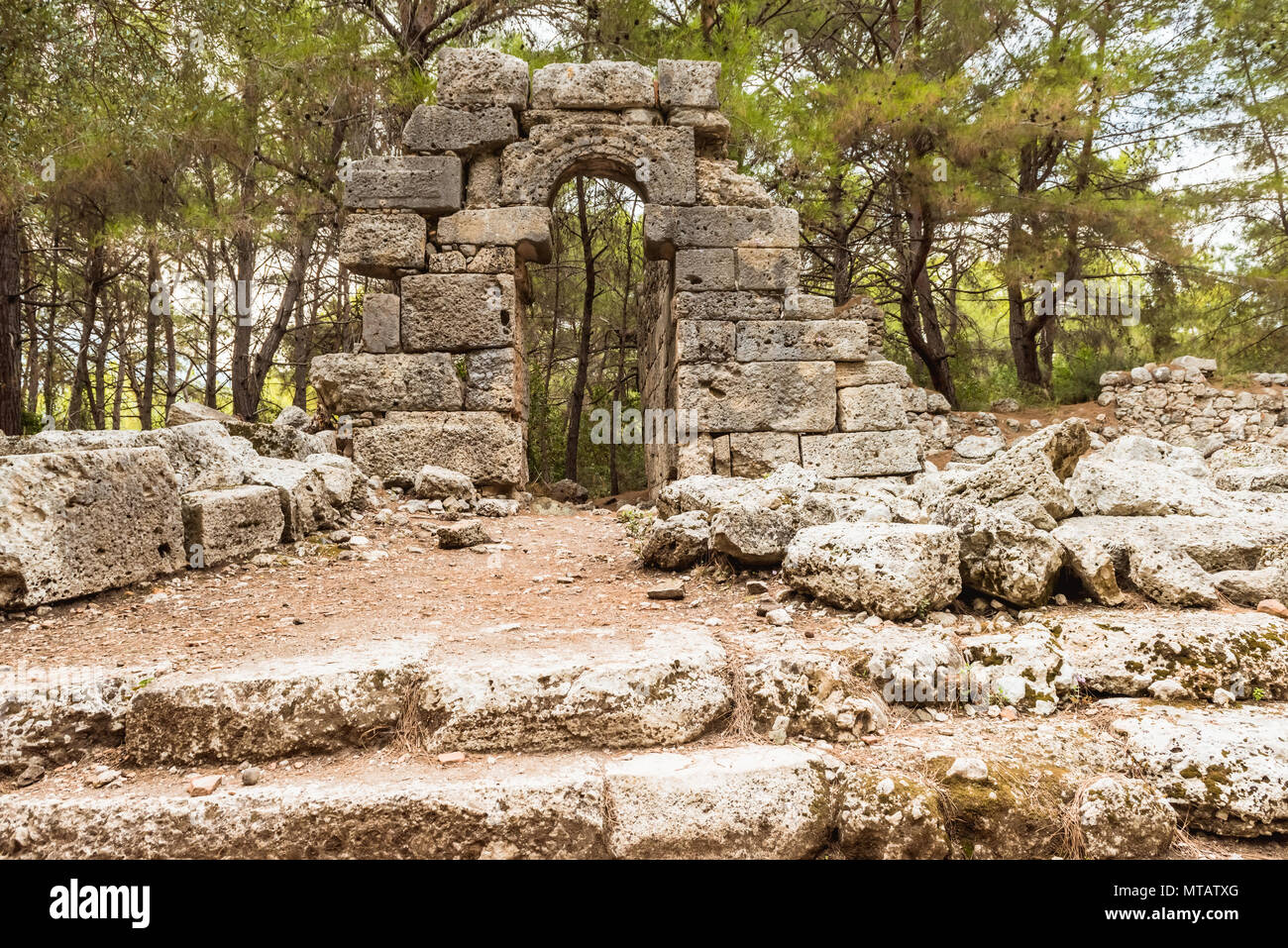 Stein Platz in der antiken Stadt Phaselis Faselis historische Sehenswürdigkeit der Türkei Stockfoto