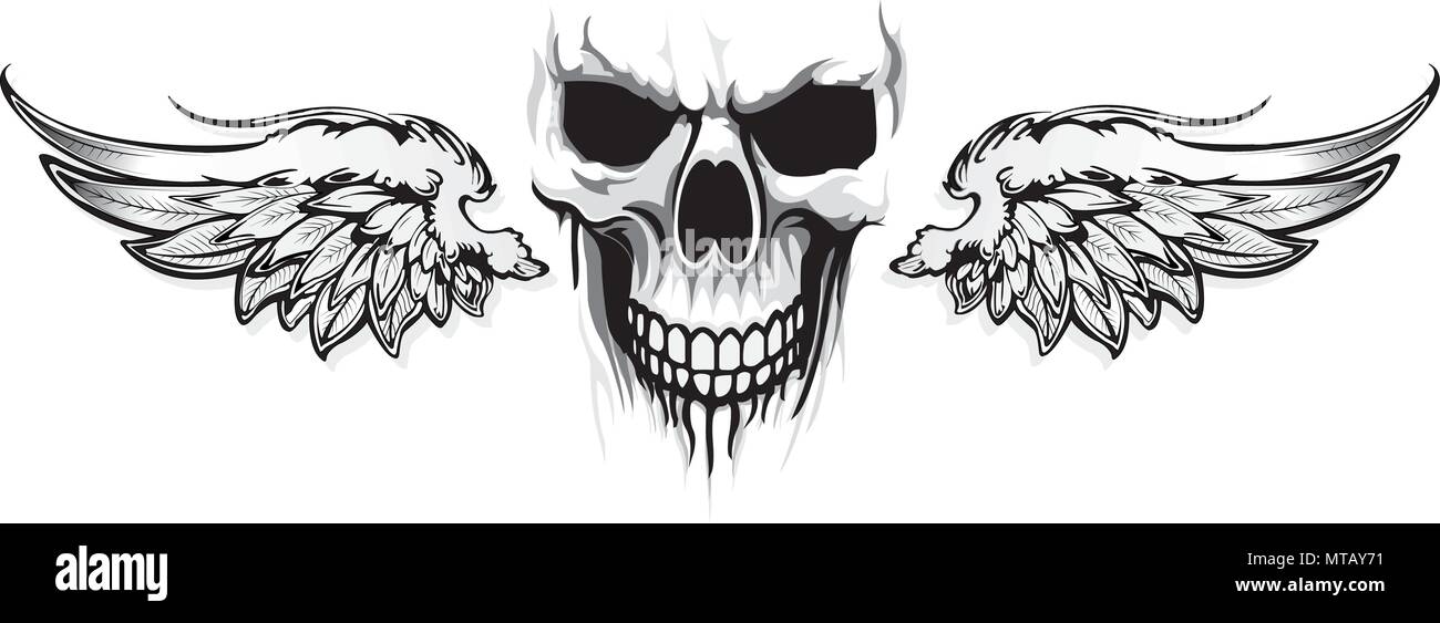 Schädel Flügel Tattoo Stock Vektor