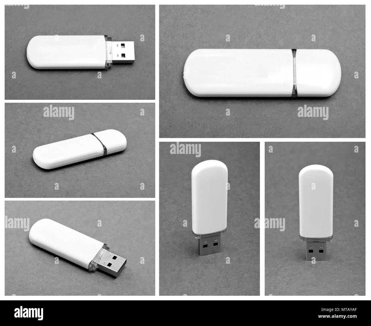 Satz usb-stick Speicher auf grauem Hintergrund Stockfoto