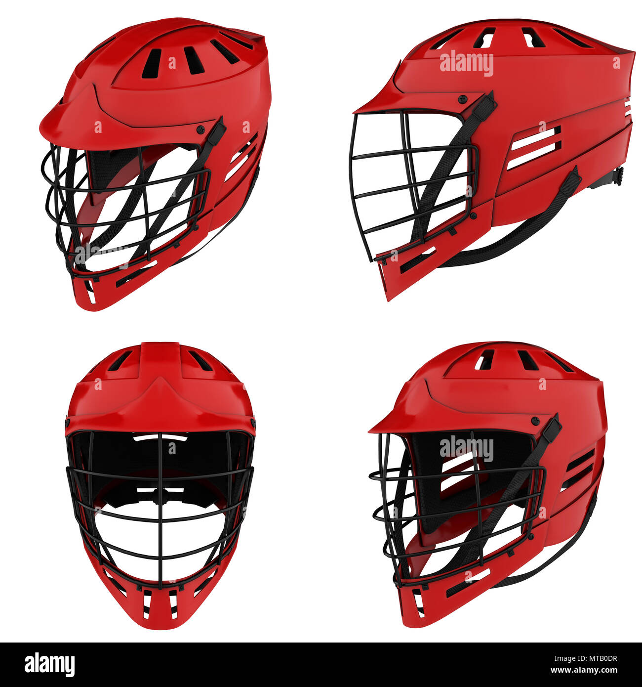 Satz von klassischen Lacrosse Helme. Stockfoto
