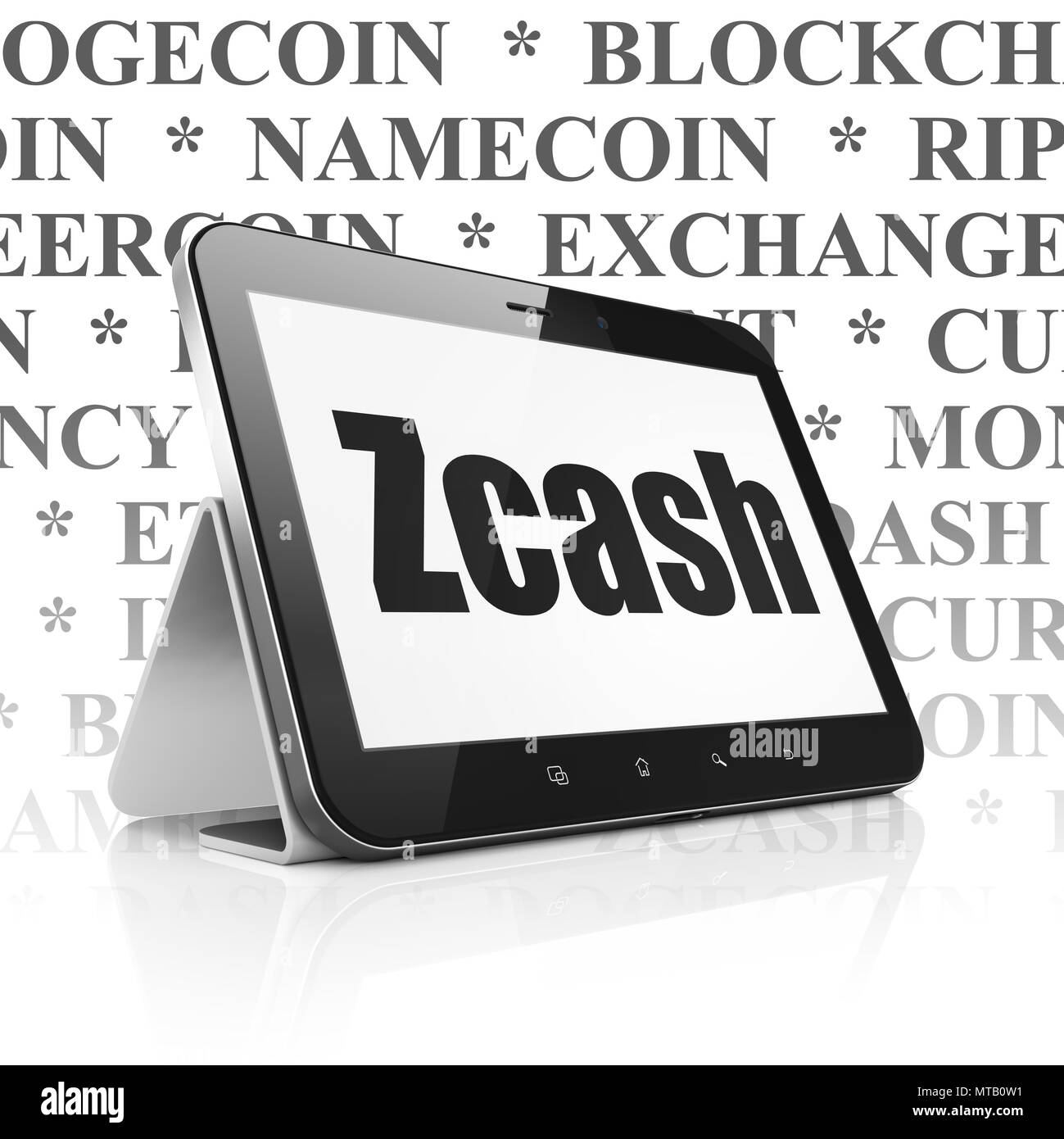 Blockchain Konzept: Tablet Computer mit Zcash auf Anzeige Stockfoto