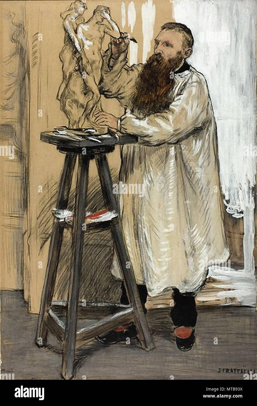 Raffaelli Jean-François - Porträt des Bildhauers Auguste Rodin in seinem Studio Stockfoto