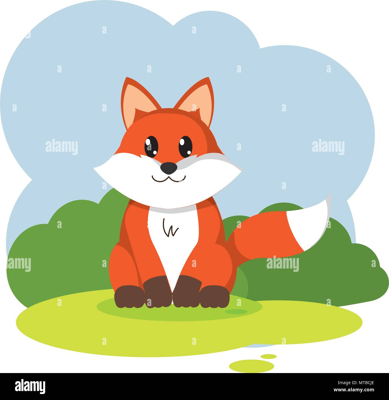 Fox niedlich wilde Tiere in der Landschaft Stock Vektor