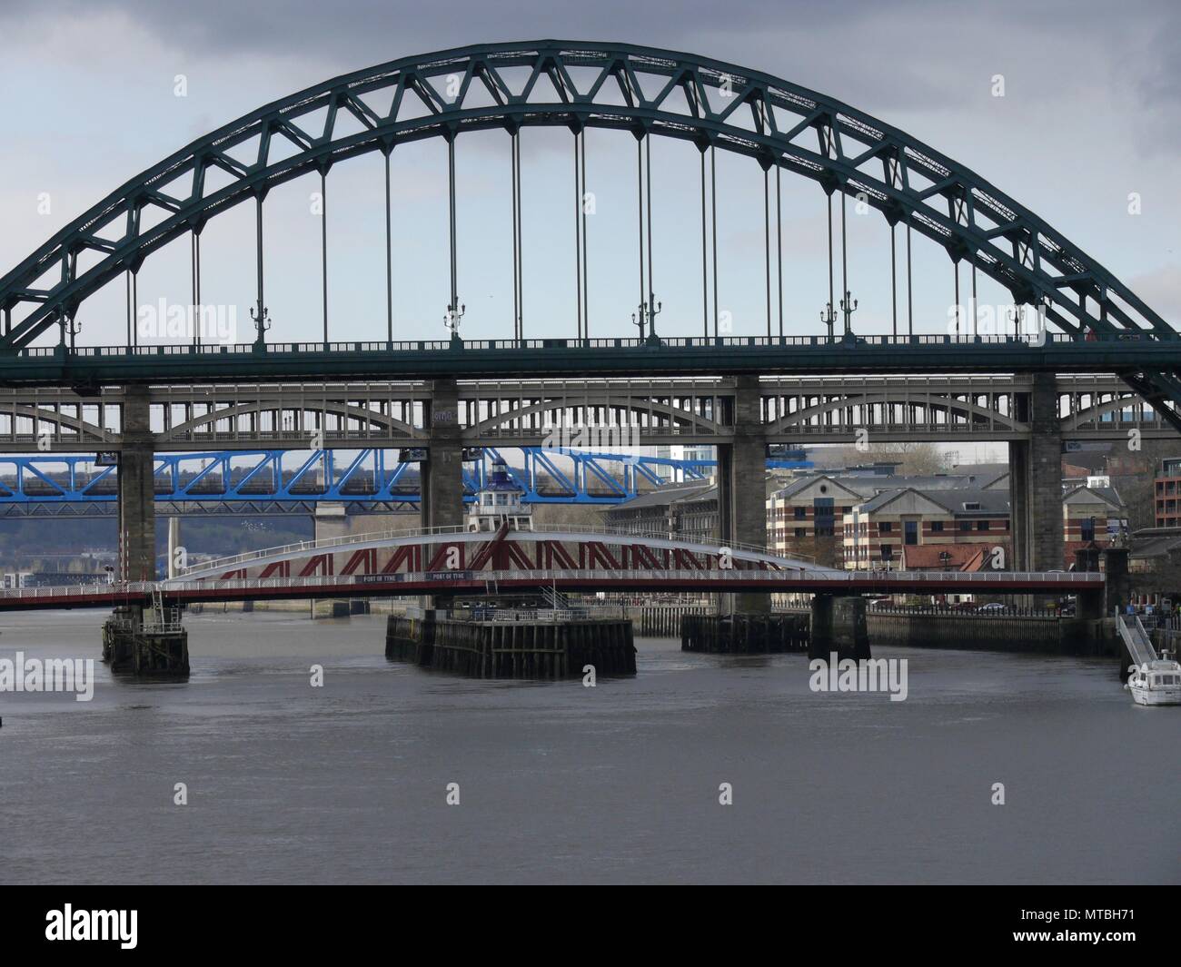 Tyne Bridge, Swing Bridge, High Level Bridge, Newcastle, England Stockfoto