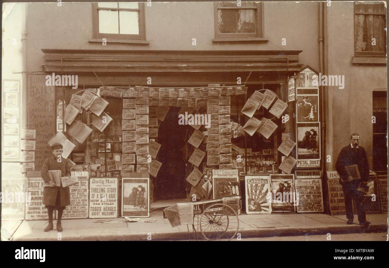 Werbung Postkarte für Newcastle newsagent 1906 Stockfoto