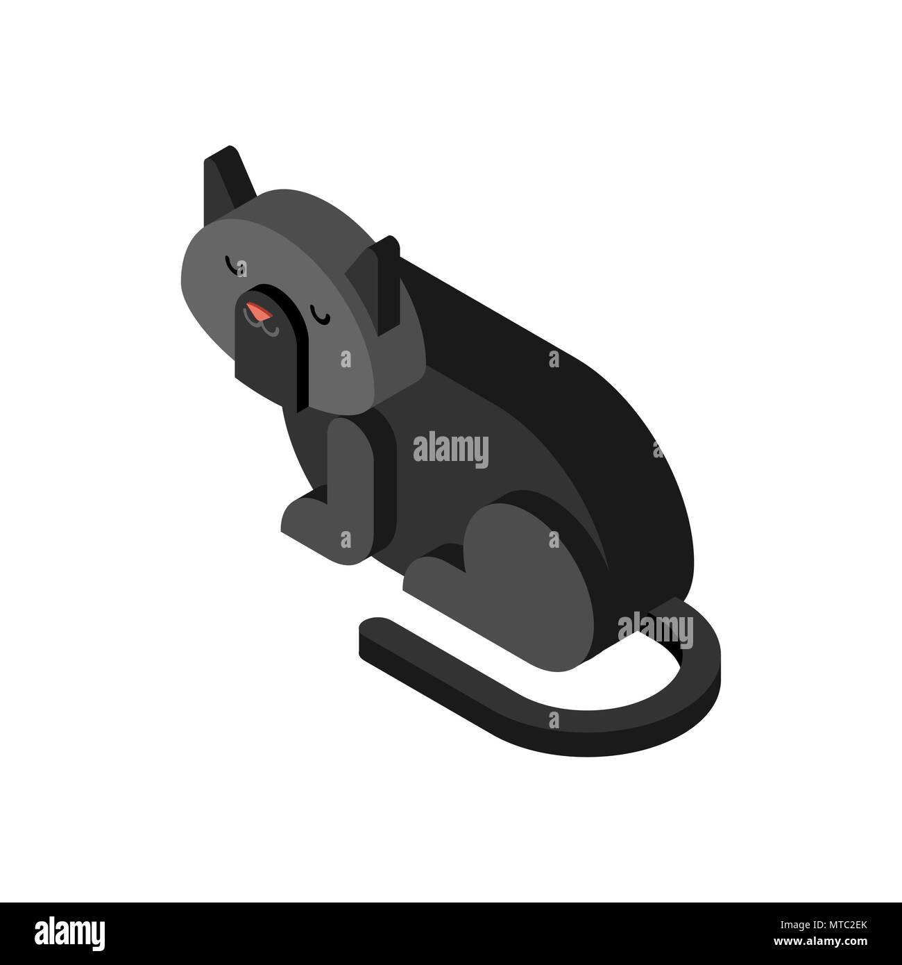 Schwarze Katze Isometrics. Home pet 3d. Vector Illustration Stock Vektor