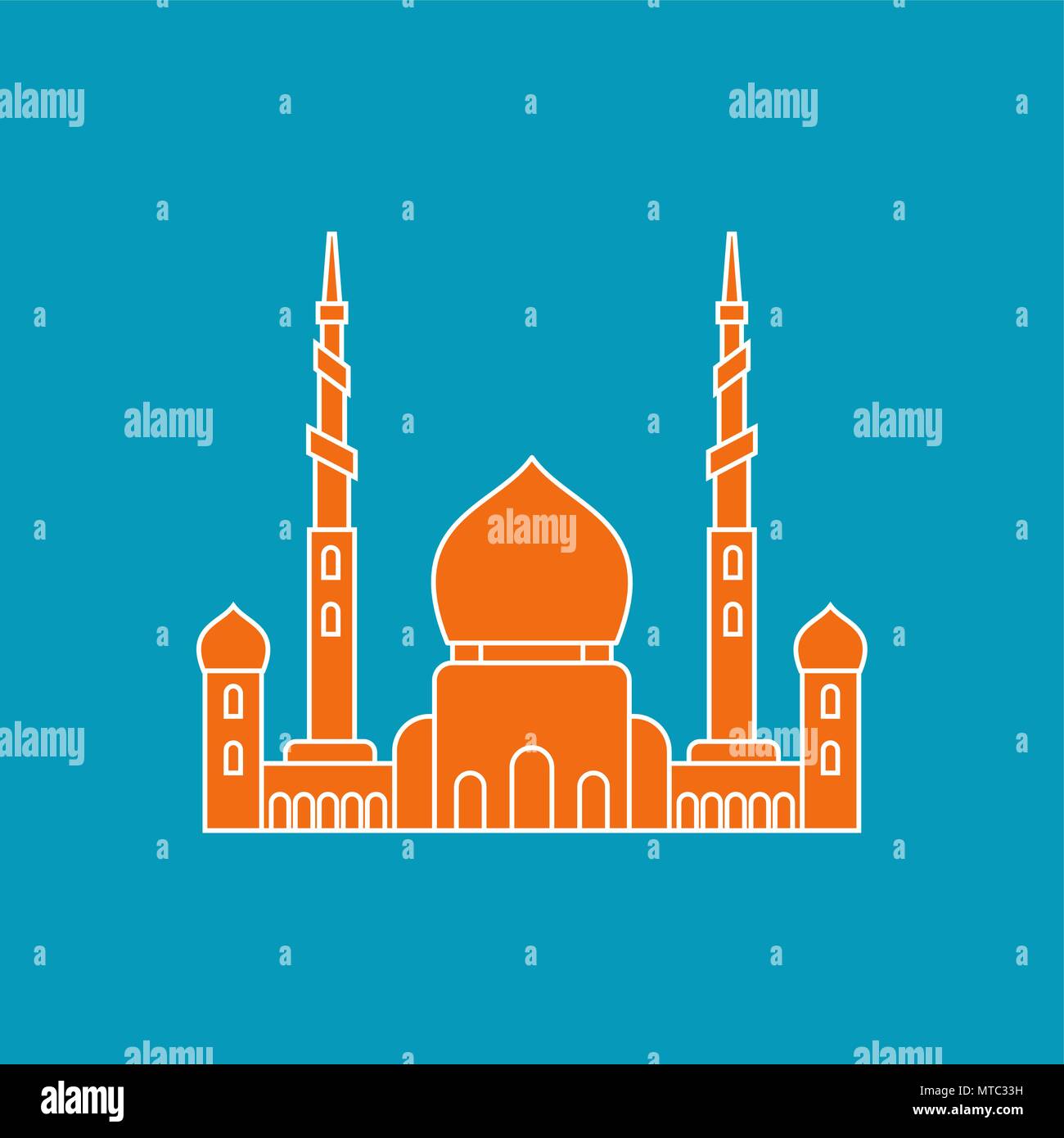 Moschee islamische religiöse Gebäude. Vector Illustration für muslimischen Feiertag Eid Mubarak. Ramadan Kareem Grußkarte Stock Vektor