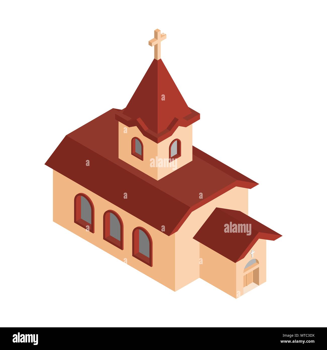 Kirche Isometrics katholischen christlichen Haus Religion. Vector Illustration Stock Vektor