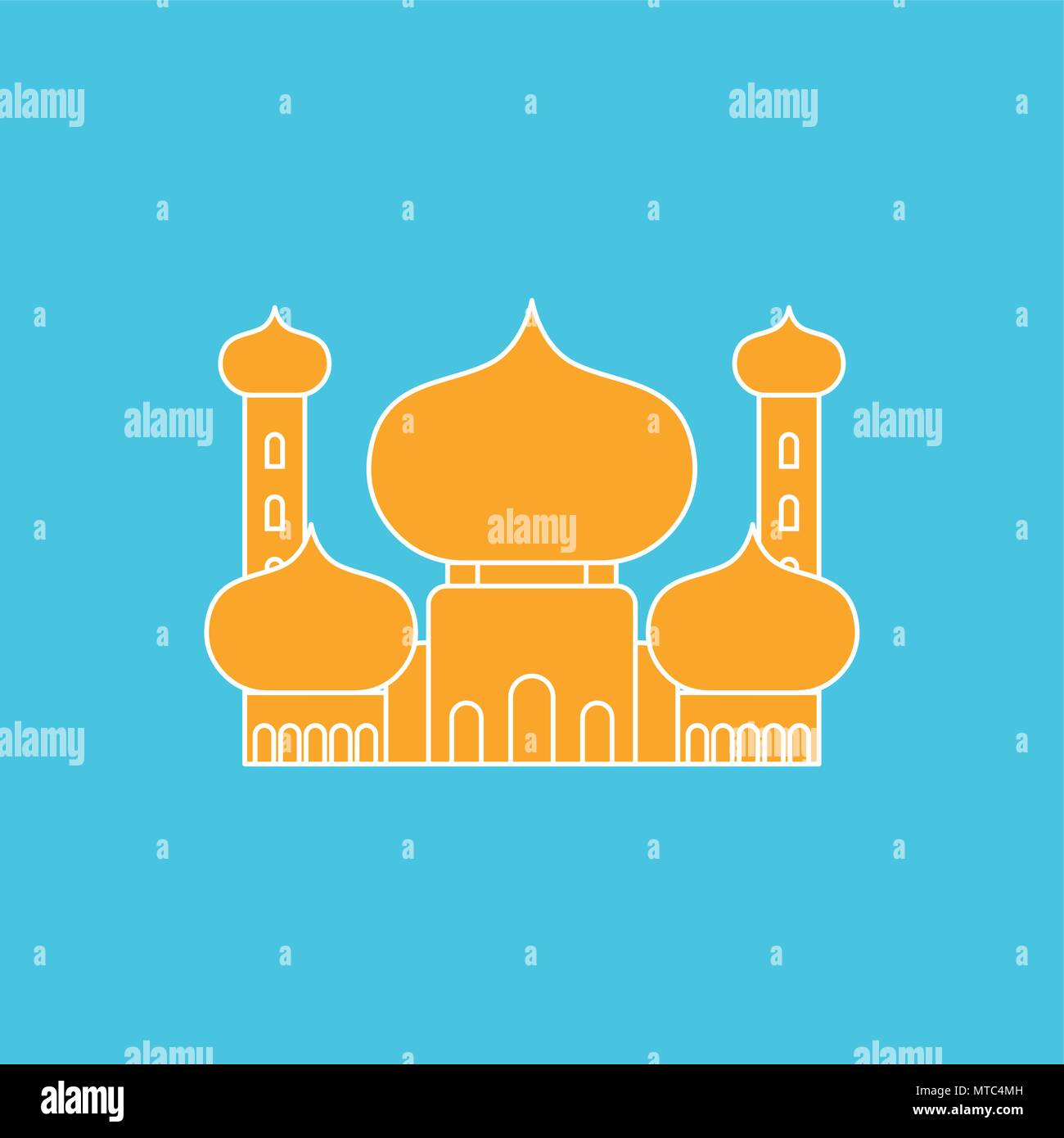Moschee islamische religiöse Gebäude. Vector Illustration für muslimischen Feiertag Eid Mubarak. Ramadan Kareem Grußkarte Stock Vektor