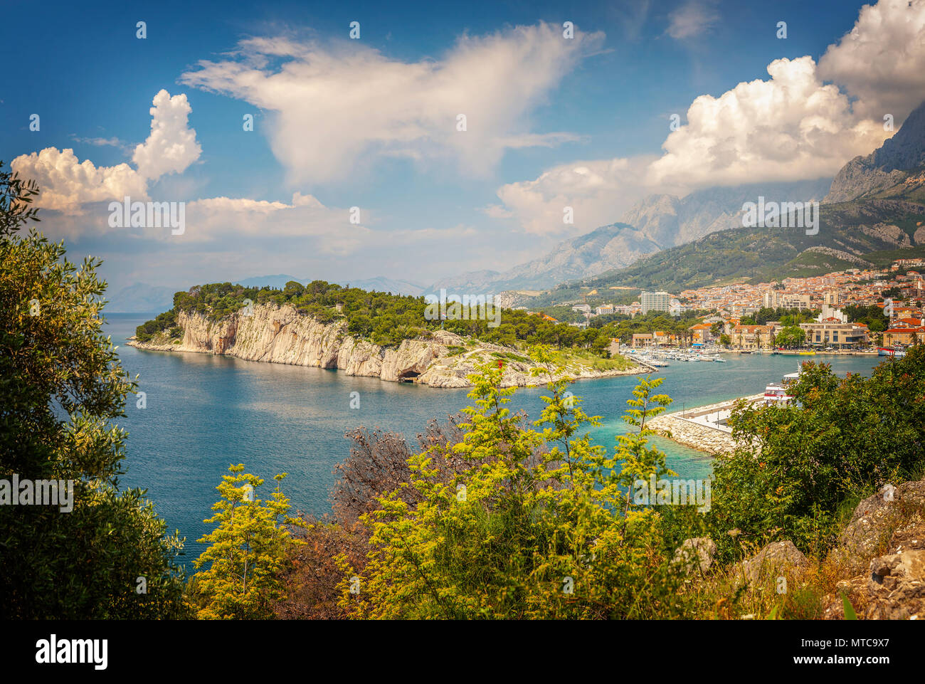 Atemberaubende Landschaft der Halbinsel Sveti Petar und Makarska, Kroatien. Stockfoto