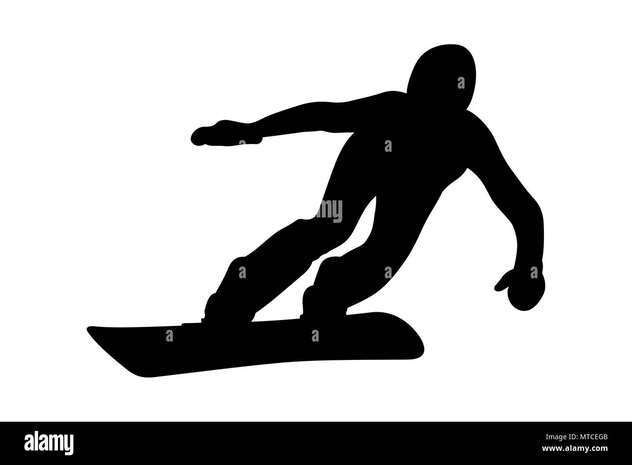 Athlet snowboarder Downhill Snowboard Wettbewerb schwarze Silhouette Stockfoto