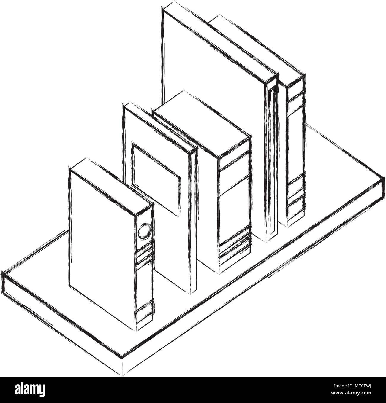 Regal mit Text Bücher isometrische Symbol Stock Vektor