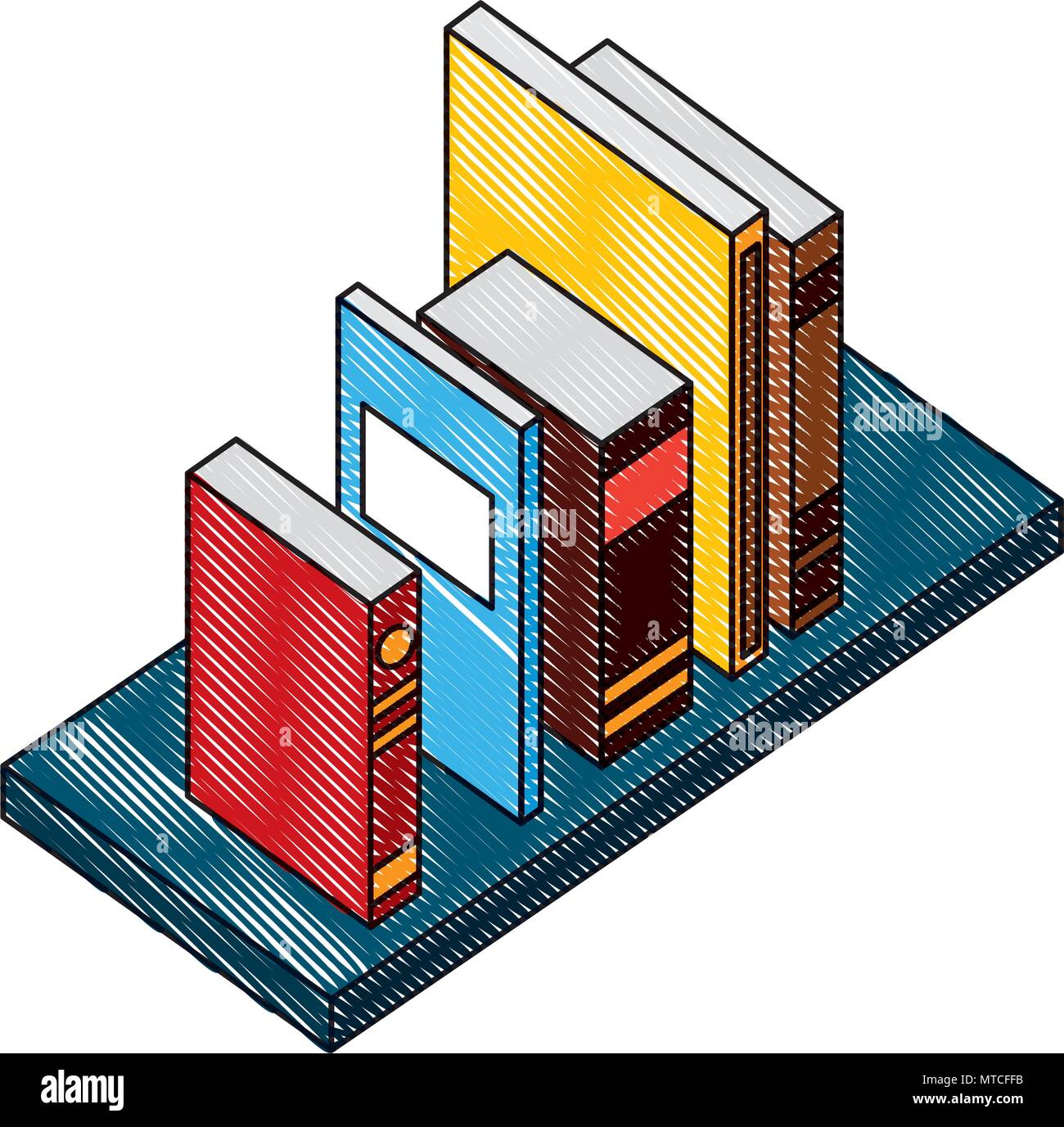 Regal mit Text Bücher isometrische Symbol Stock Vektor