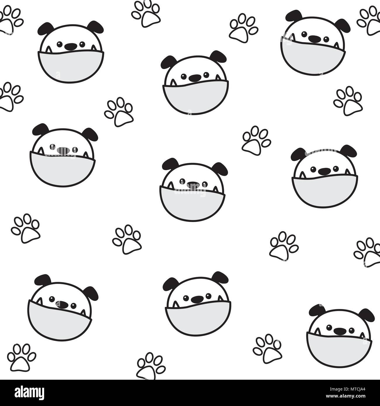 Character Design Muster Hintergrund von Kopf Hund Stock Vektor