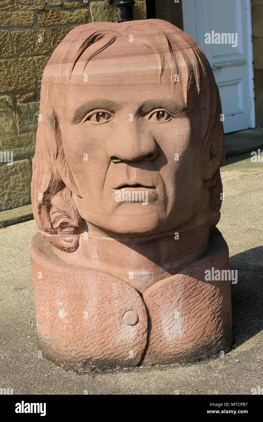 Sandstein geschnitzten Kopf von Brymbo Mann Stockfoto
