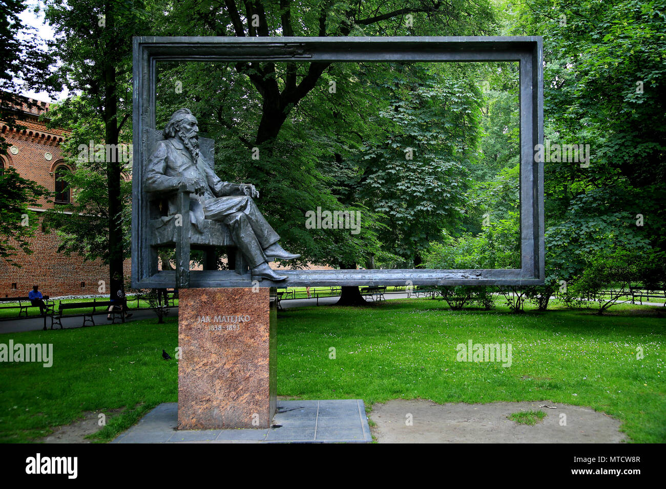 Jan Matejko, Skulptur in einem Park, Krakau, Polen Stockfoto