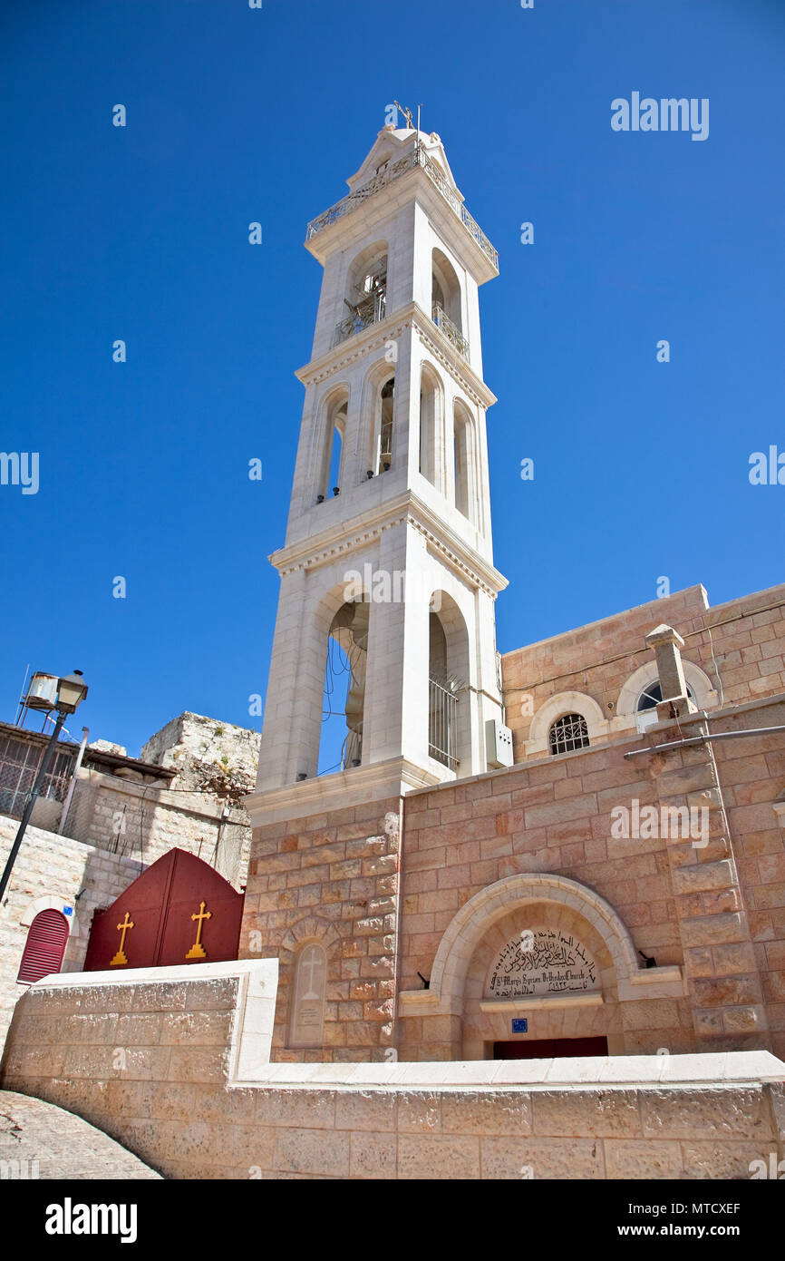 Bethlehem ist die Hauptstadt des Governatorats der Palästinensischen Autonomiebehörde. Israel Stockfoto