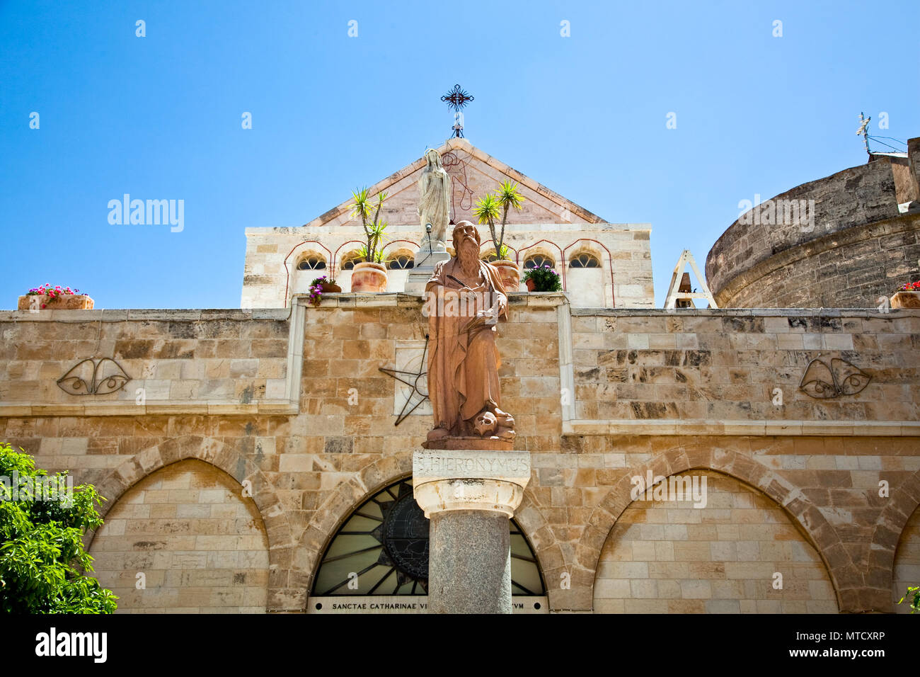 Hieronymus, Übersetzer der Bibel auf Latein, Gründer der Geburtskirche in Bethlehem, Palästina. Israel Stockfoto