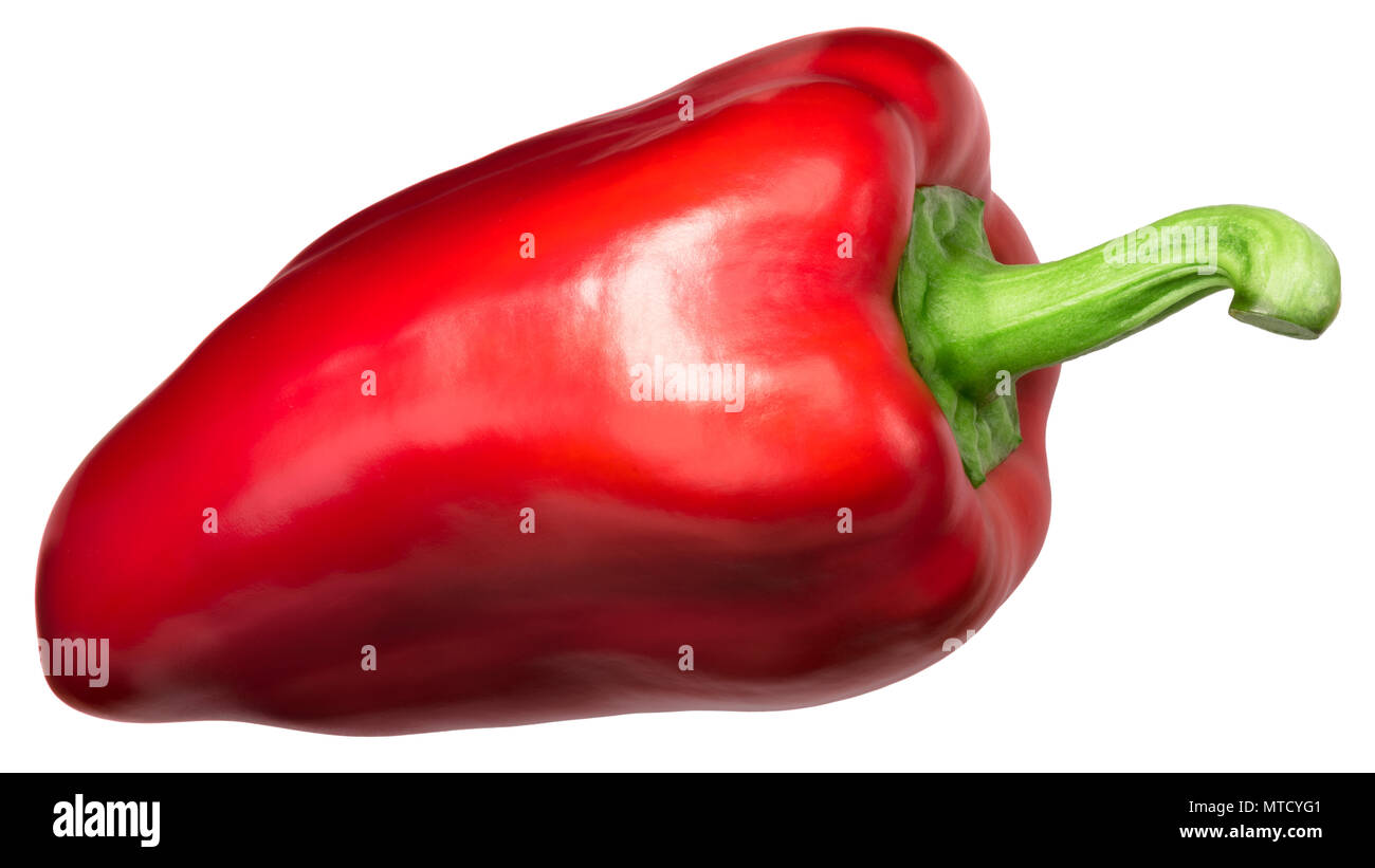 Red Paprika Grueso de Plaza, einem spanischen Erbstück, frisch, ganz pod, Ansicht von oben Stockfoto