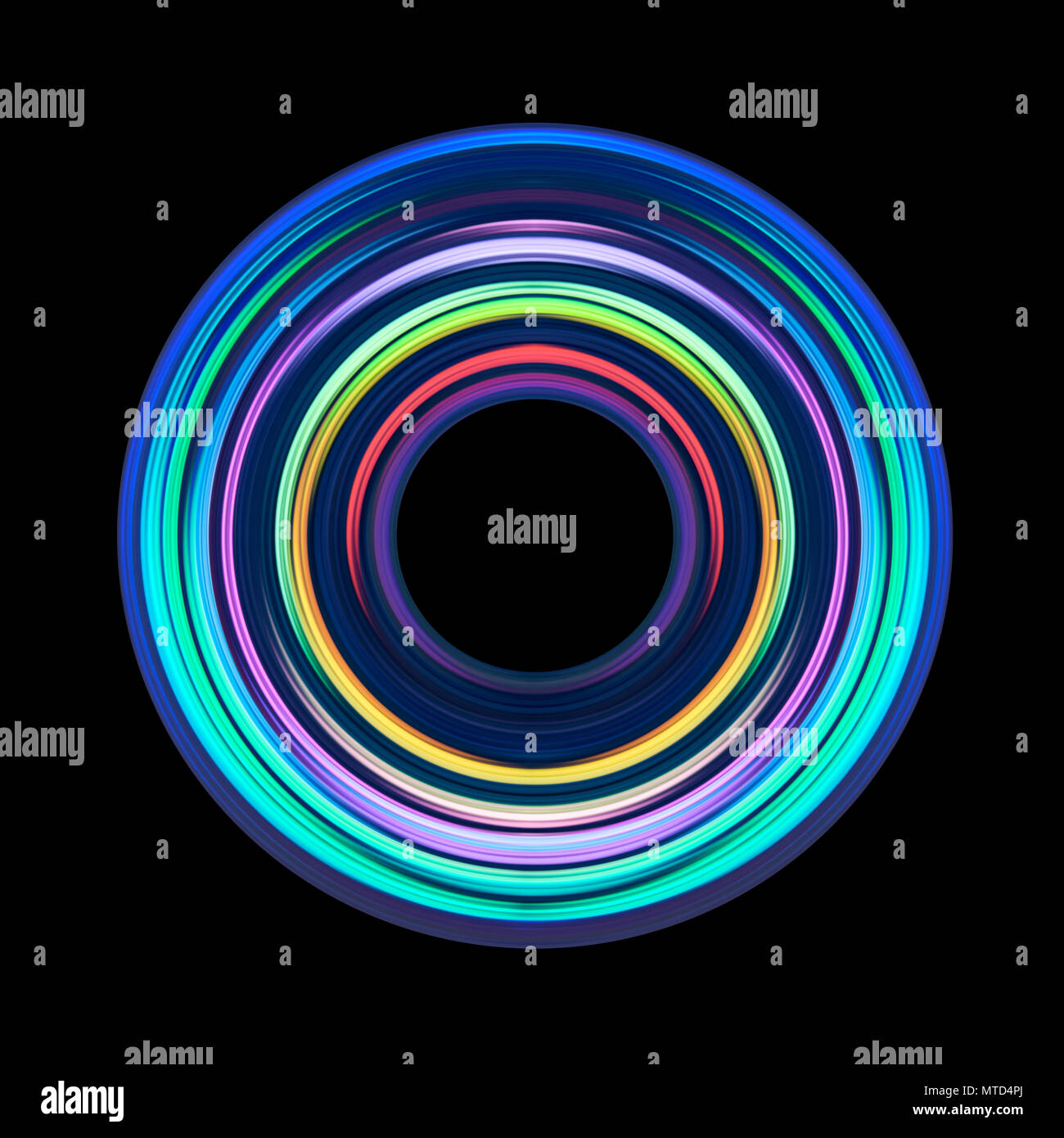 Kreisförmige abstrakte holographische Spektrum Artwork. Eine bunte Kulisse in Neon Circle Lines. Für kreatives Design, CD-Cover, Poster, Plakat, Buch-, Druck-, Geschenk Stockfoto
