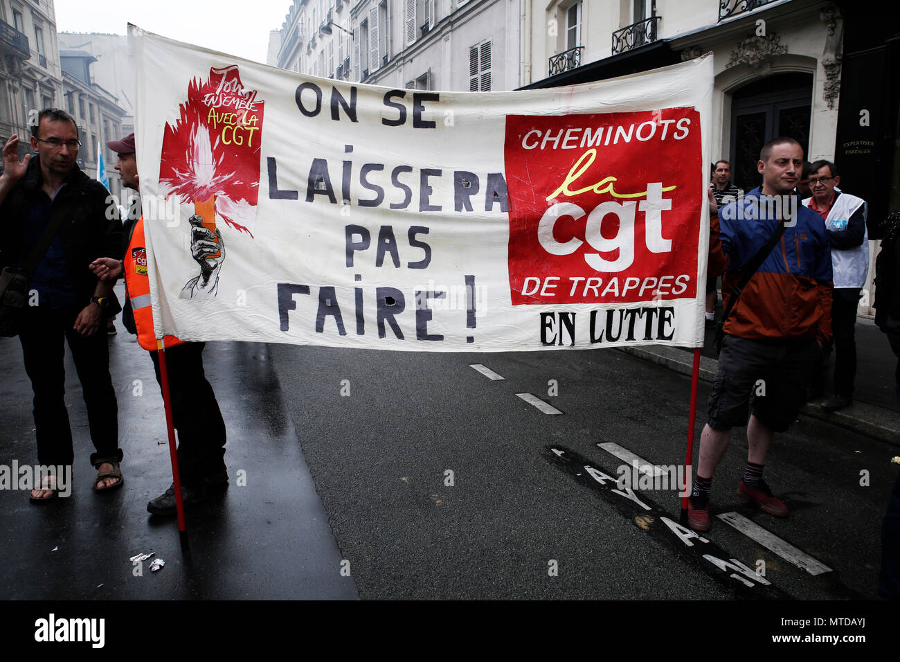 Paris, Frankreich, 29. Mai 2018. Hunderte von Demonstranten versammelt, um gegen die Regierung Projekt den Status der Eisenbahner zu ändern zu protestieren. Alexandros Michailidis/Alamy leben Nachrichten Stockfoto