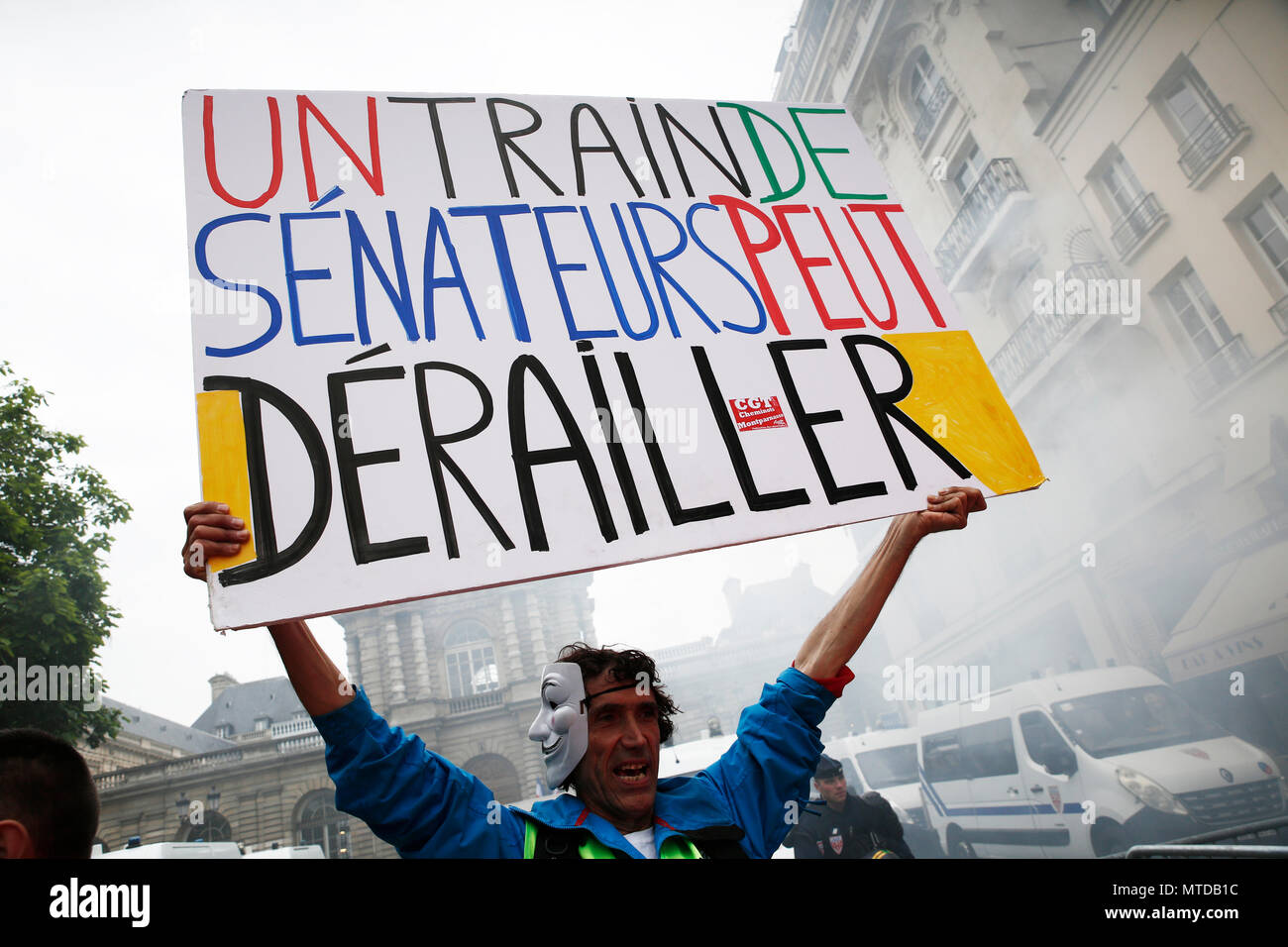 Paris, Frankreich, 29. Mai 2018. Hunderte von Demonstranten versammelt, um gegen die Regierung Projekt den Status der Eisenbahner zu ändern zu protestieren. Alexandros Michailidis/Alamy leben Nachrichten Stockfoto