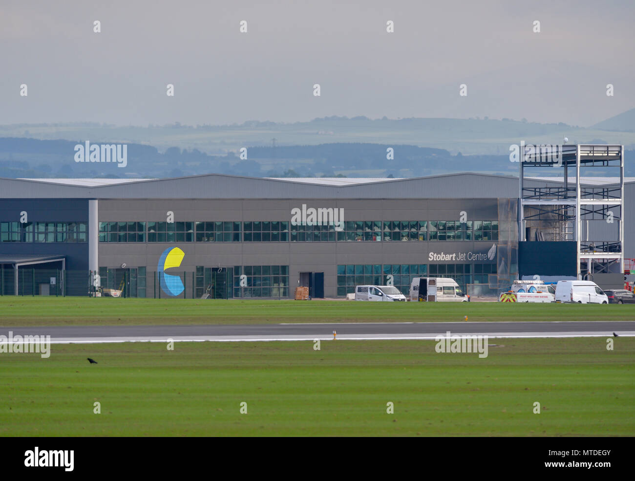 Carlisle, Großbritannien. 29. Mai 2018. Erste Flüge von Carlisle Lake District Flughafen verschoben. Die Arbeit geht weiter am neuen Flughafen Terminal Gebäude. Nur wenige Tage vor der Abreise des kommerziellen Flug vom Flughafen seit den 80er Jahren, die von der Schottischen airline Loganair bis September vertagt worden. Fotografie 20 Credit: STUART WALKER/Alamy leben Nachrichten Stockfoto