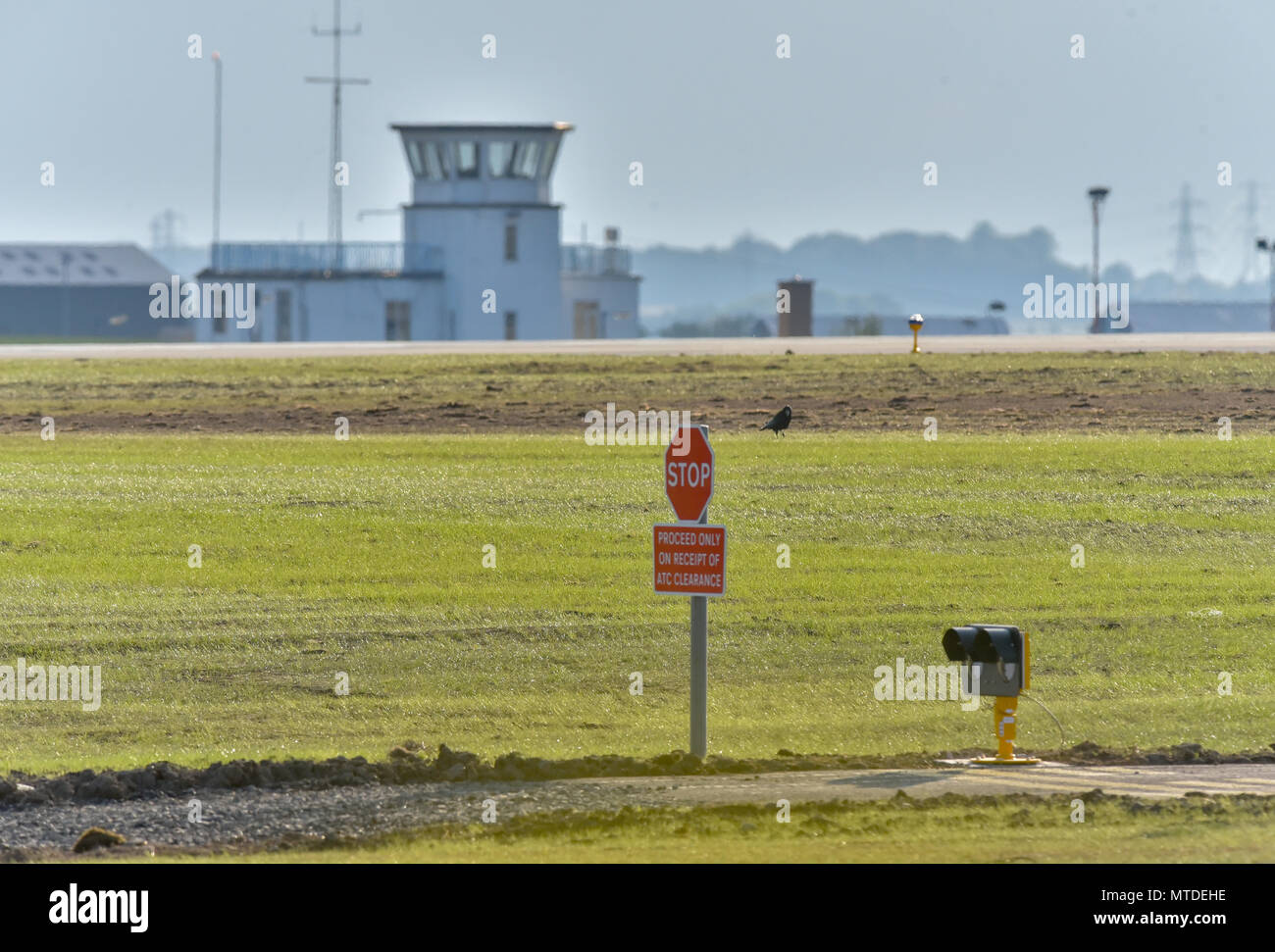 Carlisle, Großbritannien. 29. Mai 2018. Erste Flüge von Carlisle Lake District Flughafen verschoben. Die Arbeit geht weiter am neuen Flughafen Terminal Gebäude. Nur wenige Tage vor der Abreise des kommerziellen Flug vom Flughafen seit den 80er Jahren, die von der Schottischen airline Loganair bis September vertagt worden. Fotografie 20 Credit: STUART WALKER/Alamy leben Nachrichten Stockfoto