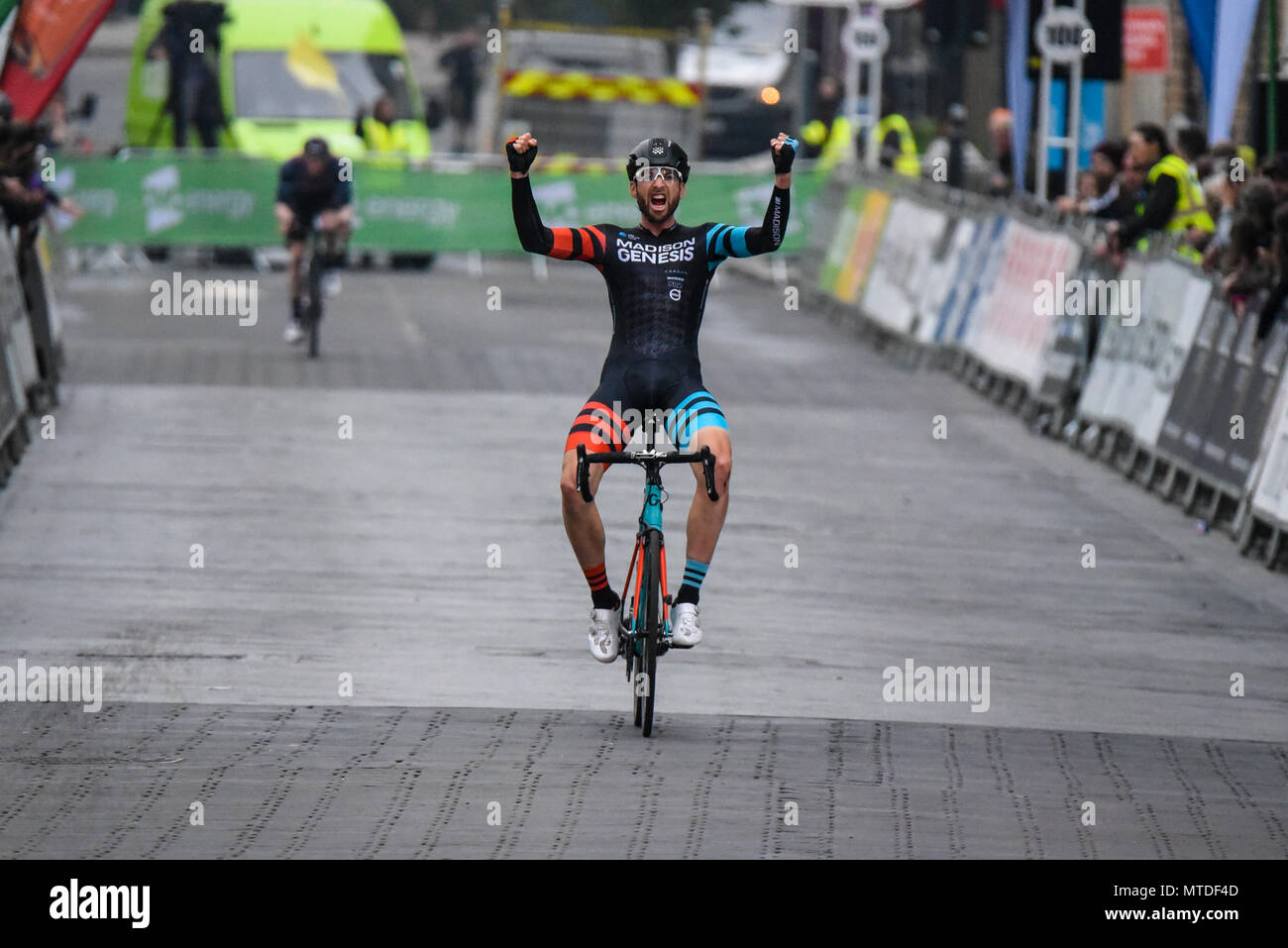 Neil van der Ploeg von Madison Genesis racing in der Elite der Männer 2018 OVO Energy Tour Serie Radrennen im Wembley, London, UK. Runde 7 Bike Race. Stockfoto