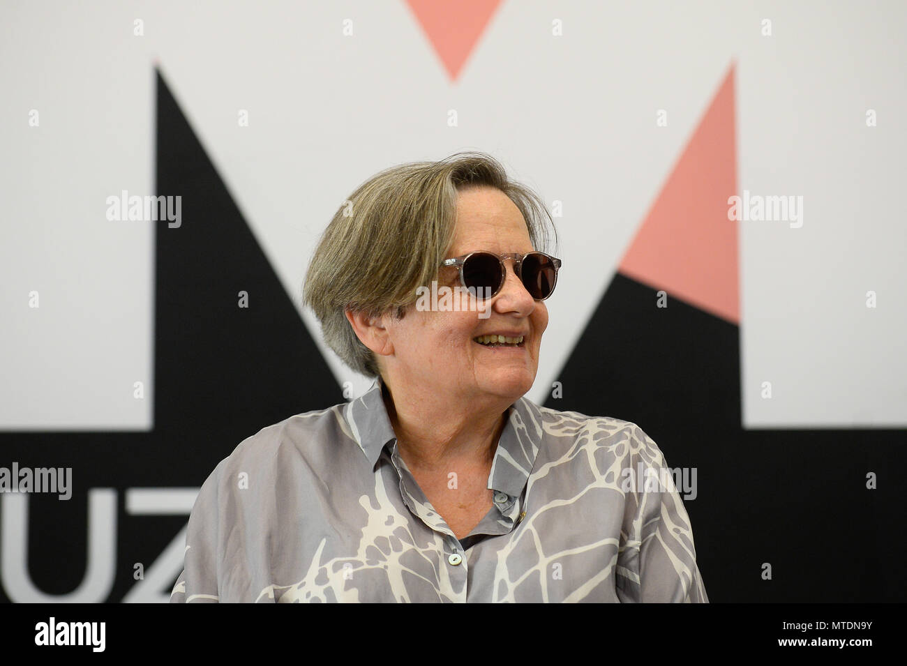 Krakau, Polen. 30 Mai, 2018. Die polnische Regisseurin Agnieszka Holland besucht eine Pressekonferenz während der 11 Film Music Festival in Krakau. Credit: Omar Marques/SOPA Images/ZUMA Draht/Alamy leben Nachrichten Stockfoto