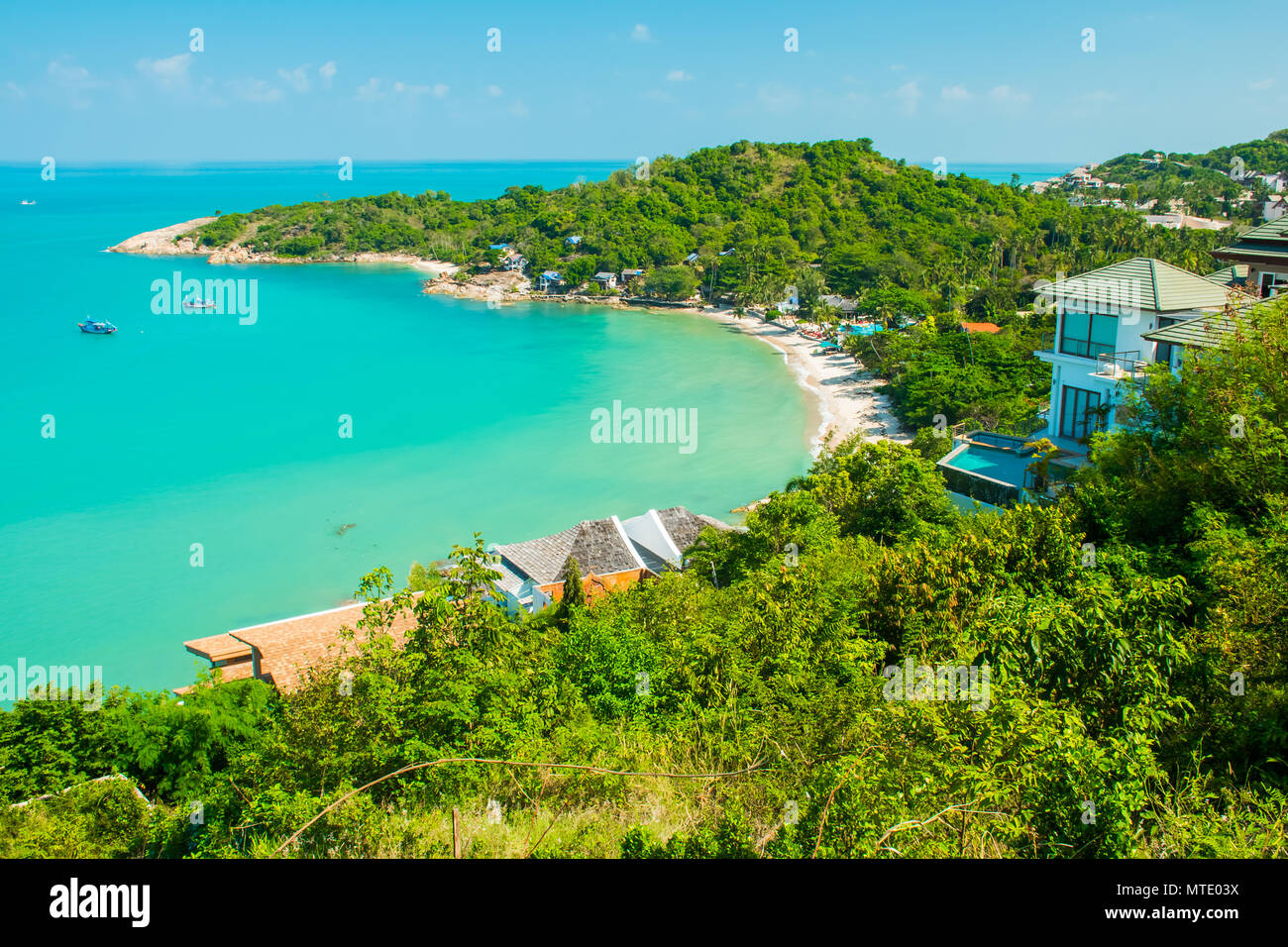 Blick auf die tropischen Samrong Beach, Koh Samui, Thailand Stockfoto