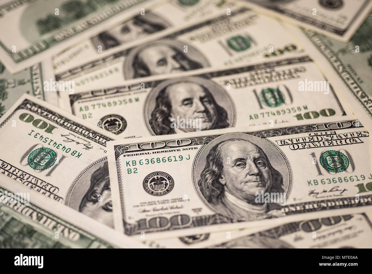 Hintergrund der hundert Dollar, Rechnungen Stockfoto