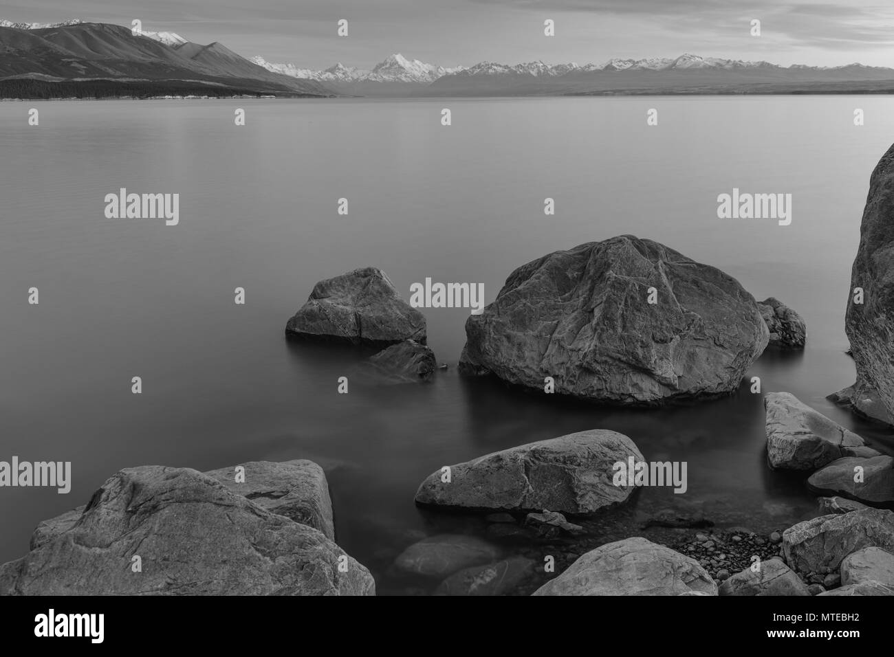 Ozeanien, Neuseeland, Aotearoa; South Island; Canterbury, Südliche Alpen, Lake Pukaki, Mount Cook Stockfoto